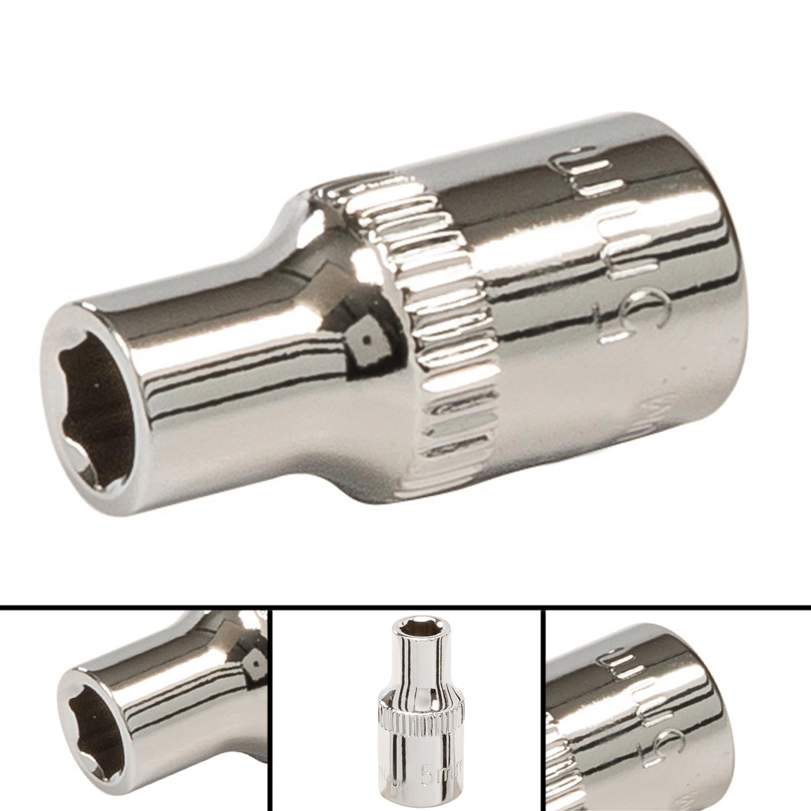 Quality Socket 1/4" Drive Metric Hex Square 5mm Individual Hex Polished Crv
