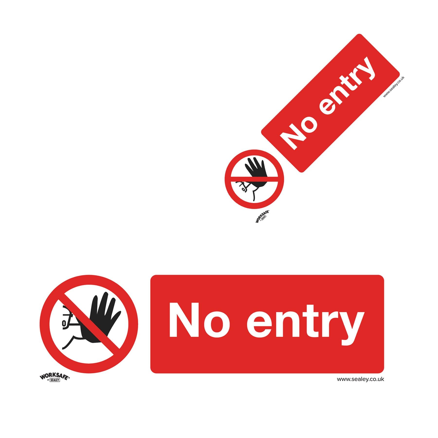 Sealey Safety Sign - No Entry - Self-Adhesive Vinyl - Pack of 10