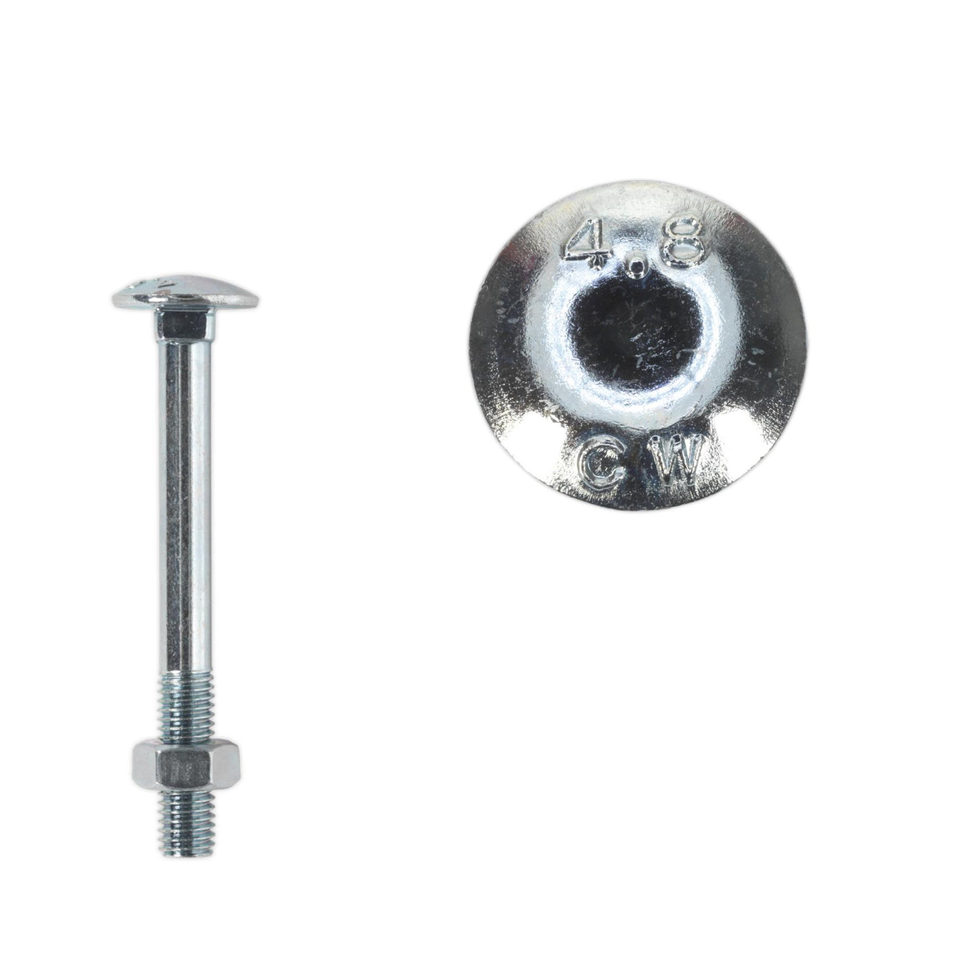 Sealey Coach Bolt & Nut DIN 603 - M8 x 75mm Zinc Pack of 50