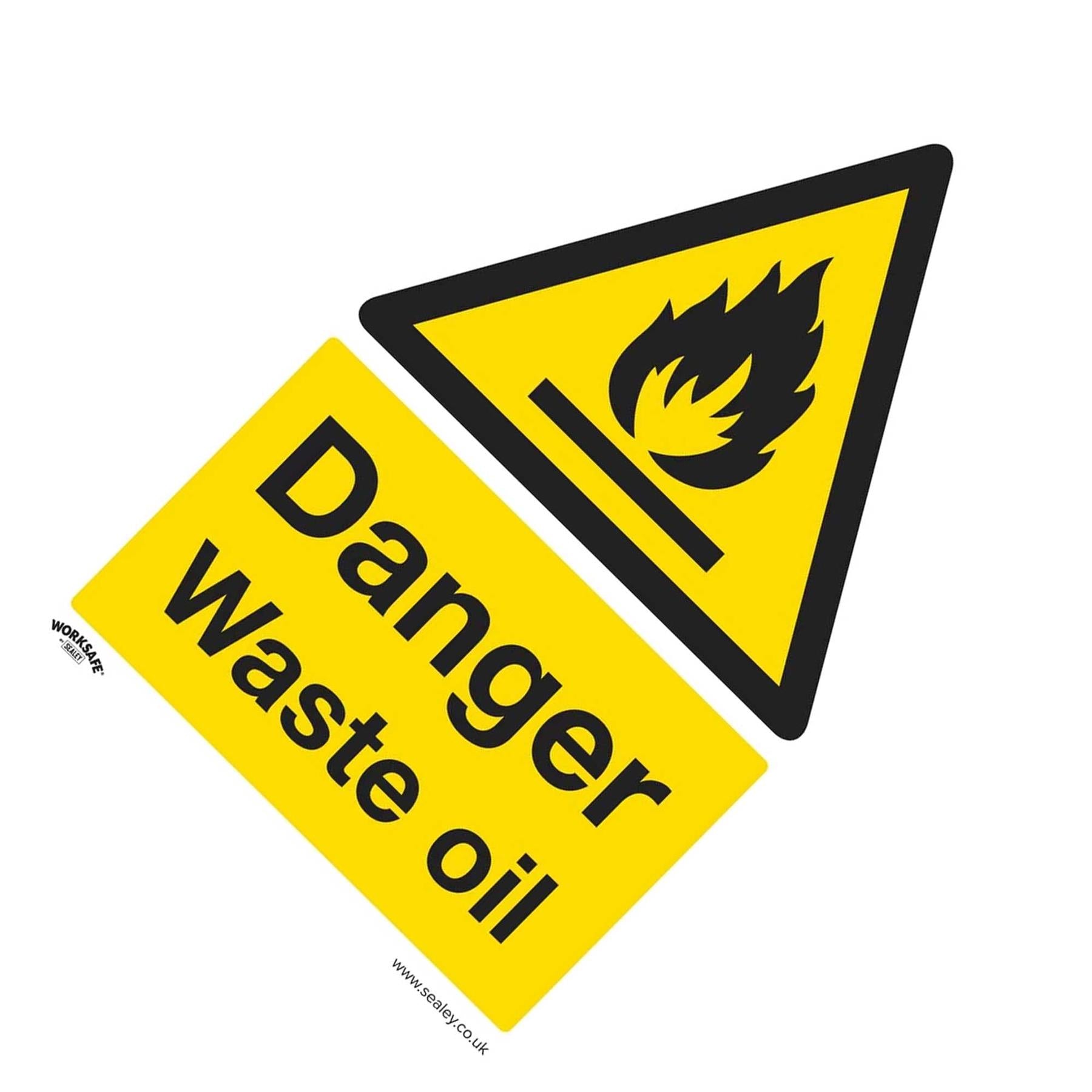 Warning Safety Sign - Danger Waste Oil - Self-Adhesive Vinyl