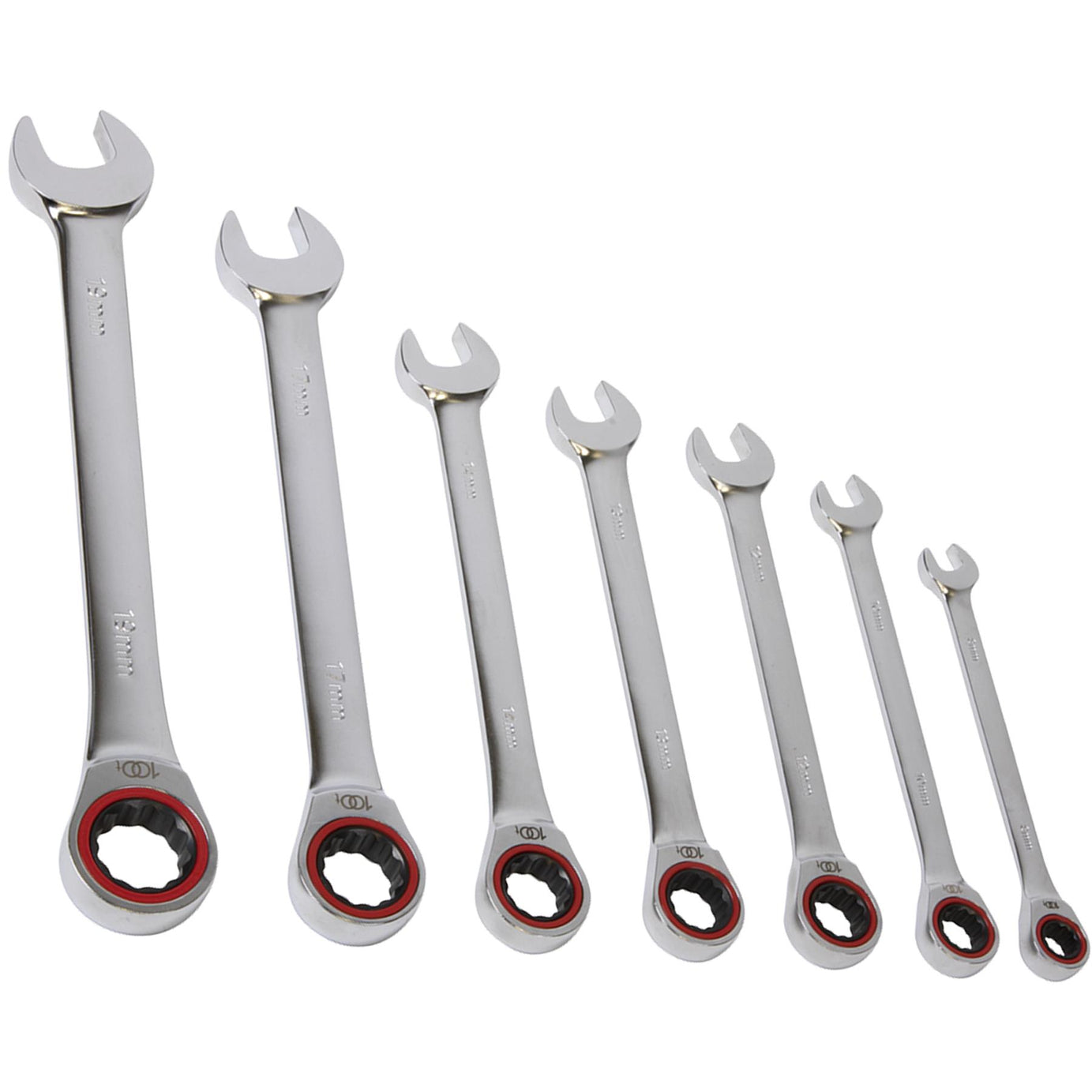 Sealey Ratchet Combination Spanner Set 7pc Metric Platinum Series