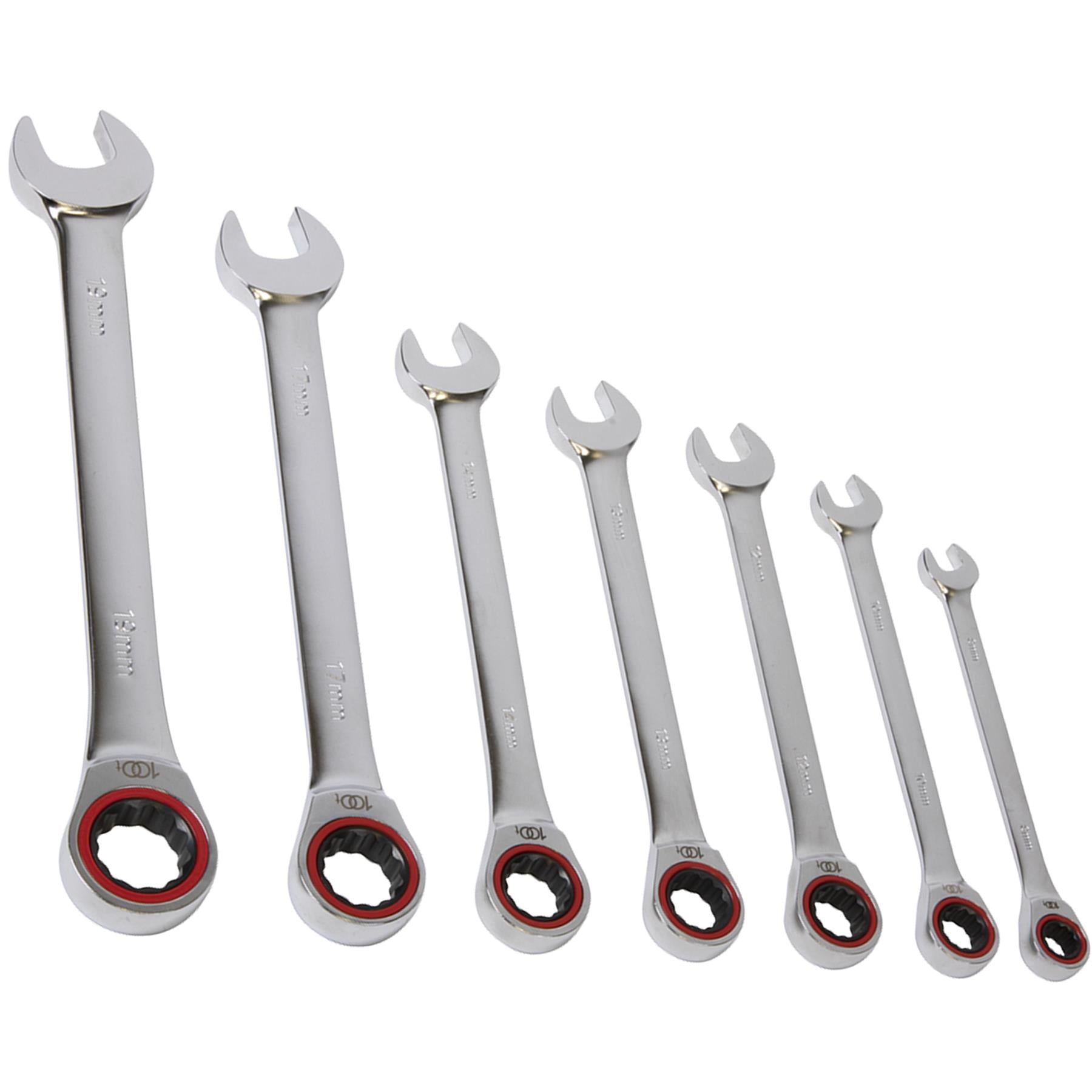 Sealey Ratchet Combination Spanner Set 7pc Metric Platinum Series