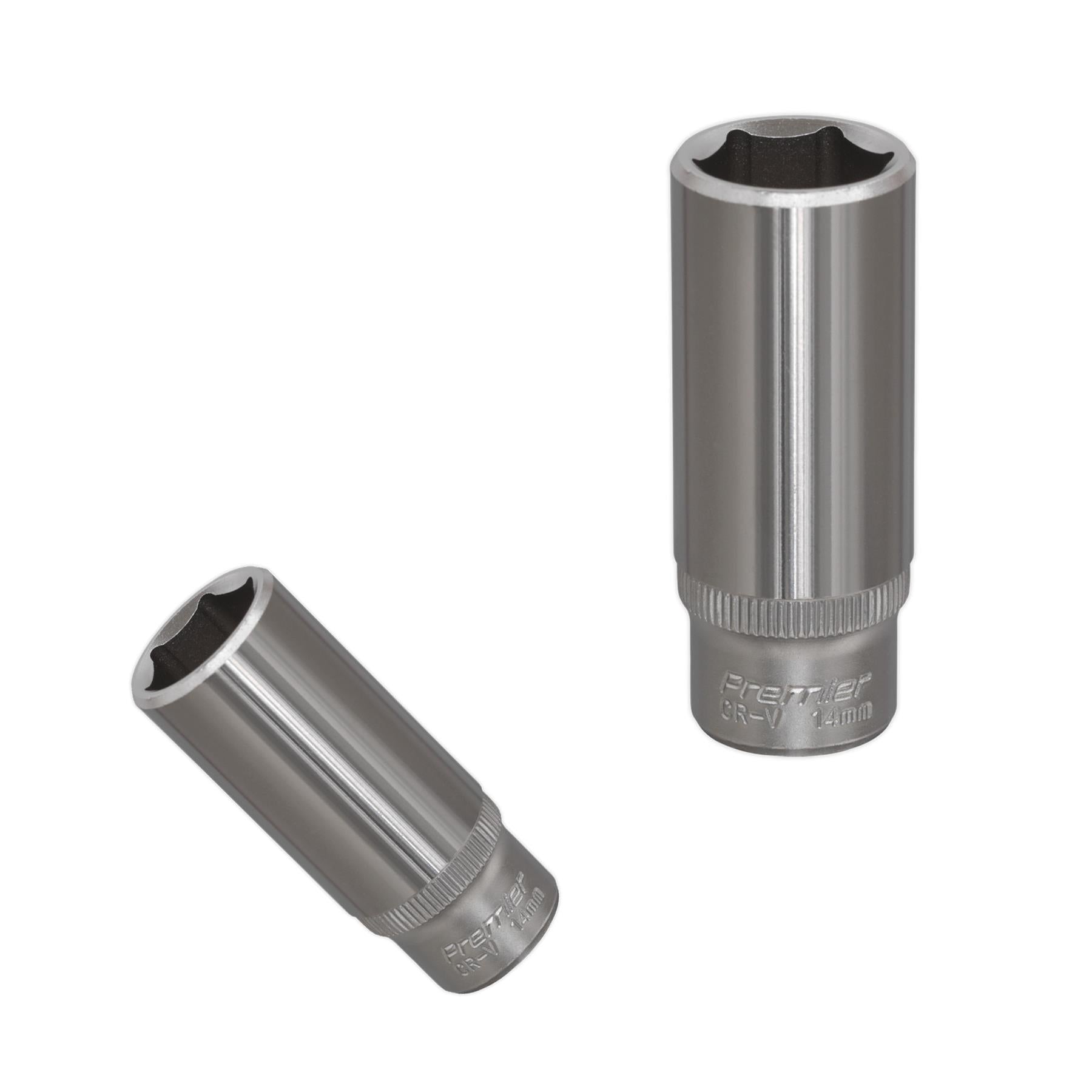 Sealey WallDrive® Socket 14mm Deep 1/4"Sq Drive