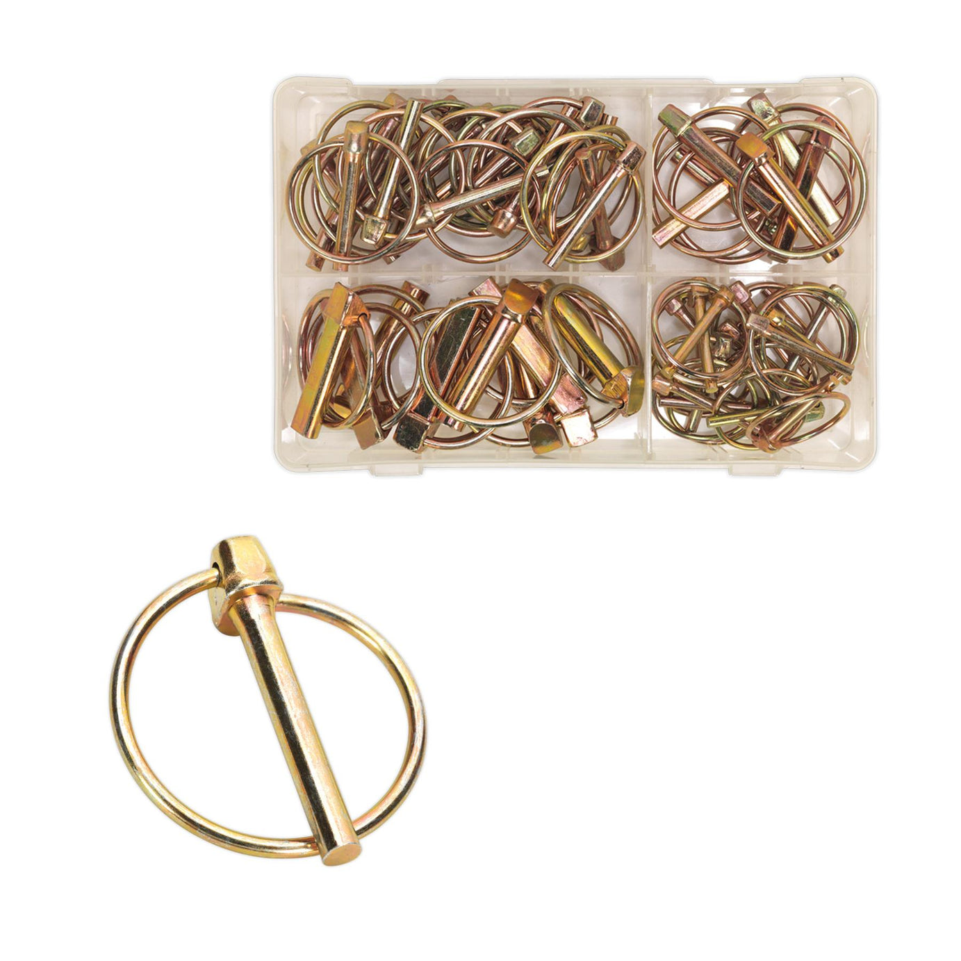 Sealey 50pc Lynch Pin ( Linchpin ) Locking Pin Clip Assortment Set Metric