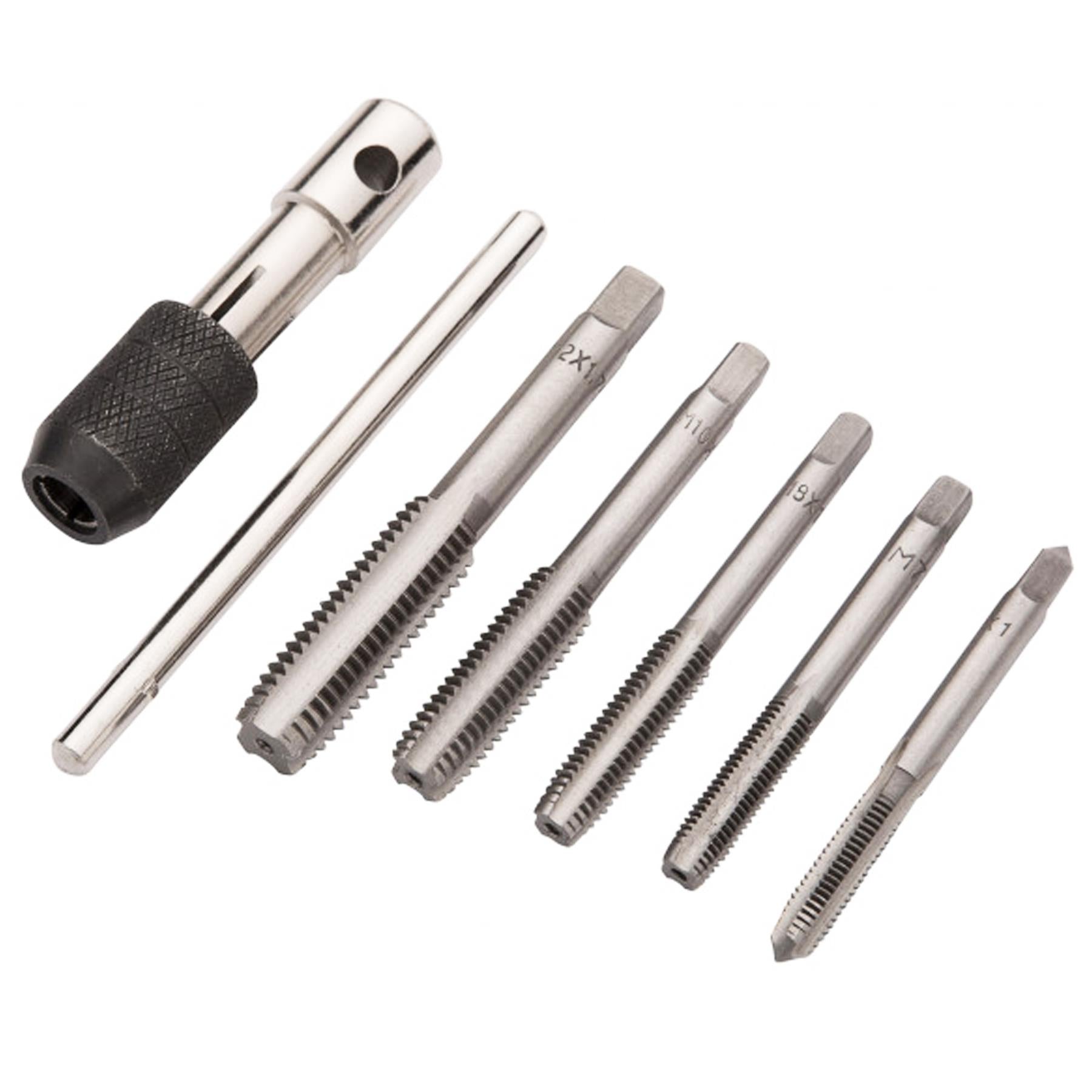 Bluespot 6pc Tap Set Chuck Set Metric M6 M7 M8 M10 & M12 Steel Thread Cutter
