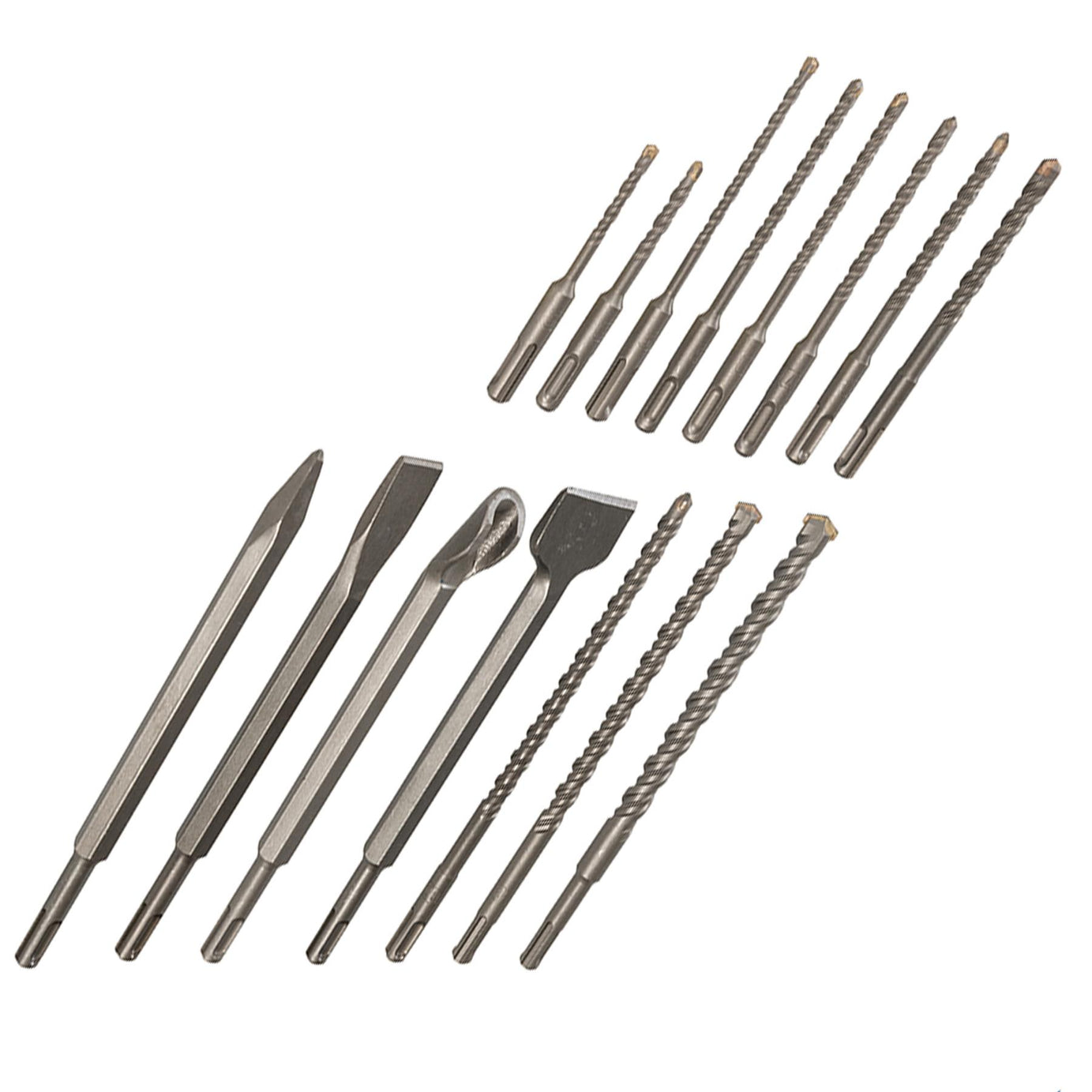 SDS Plus Masonry Drill Chisels Groove Steel Set 15Pce Sturdy Case 3Y Guarantee