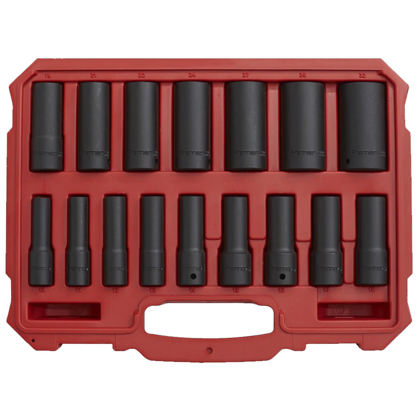 Sealey Impact Socket Set 16pc 1/2"Sq Drive Deep Lock-On 6pt Metric