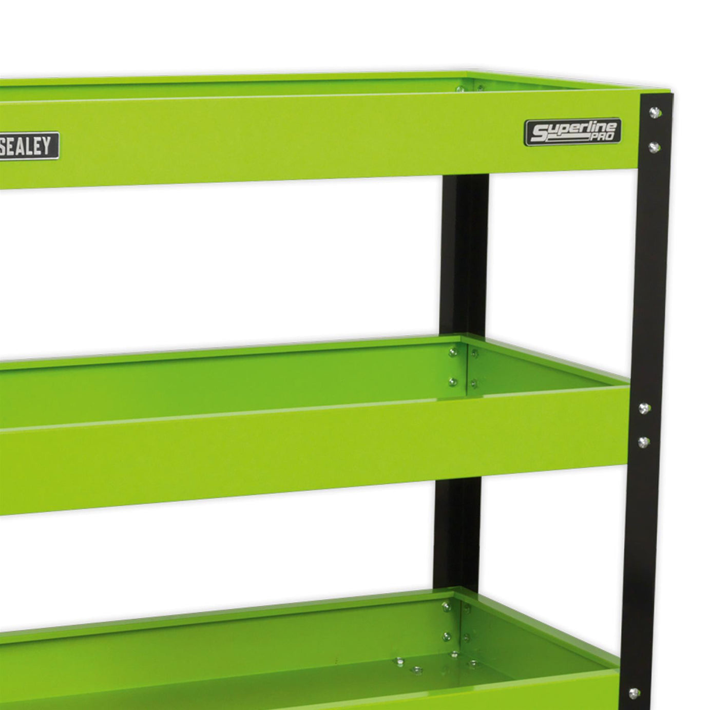 Sealey CX110HV Workshop Trolley 3-Level Heavy-Duty Hi-Vis Green Trolley Garage
