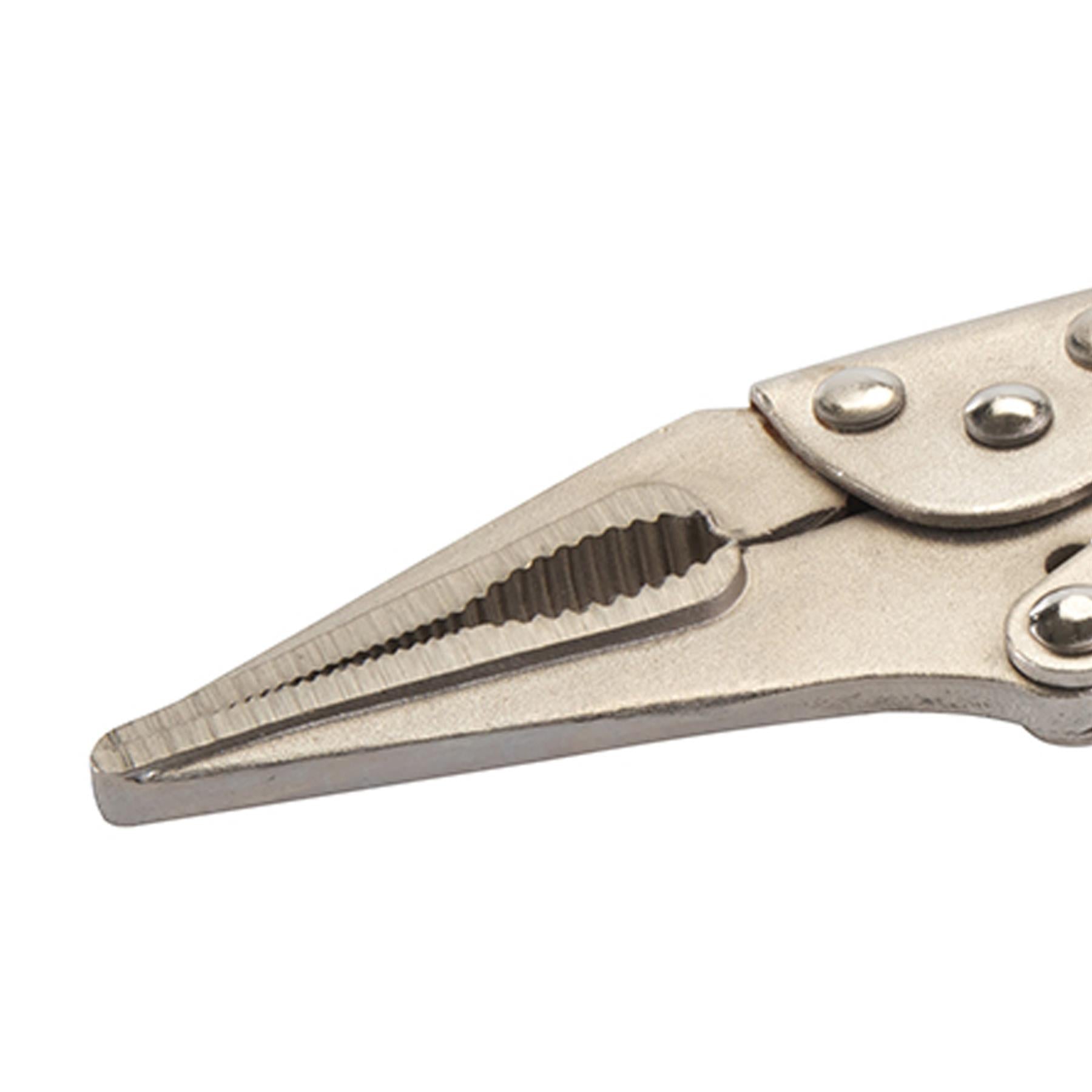Self Locking Long Nose Pliers 225mm Chrome Adjustable Serrated Jaw Opening