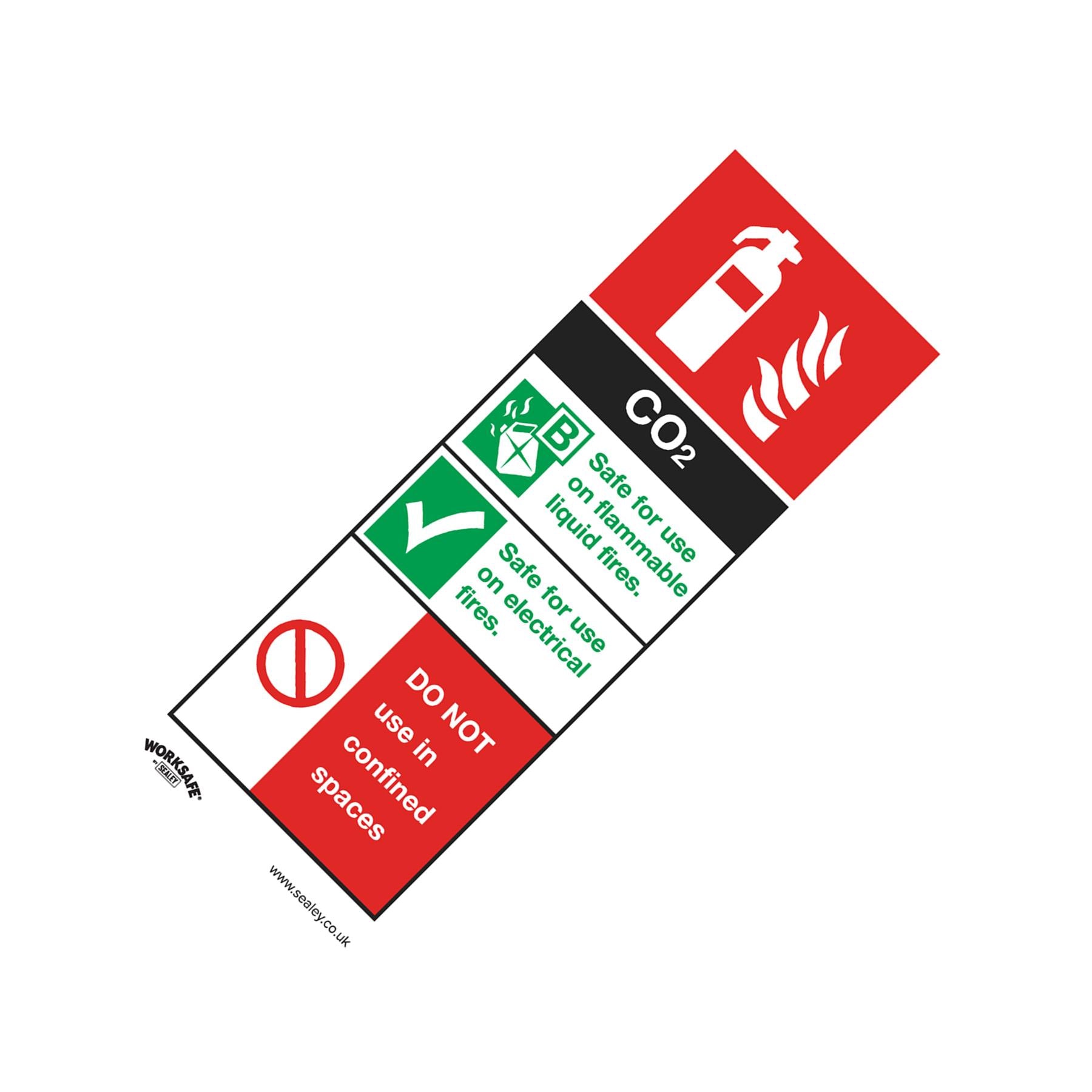 Sealey Safety Sign - CO2 Fire Extinguisher - Rigid Plastic-Pk of 10