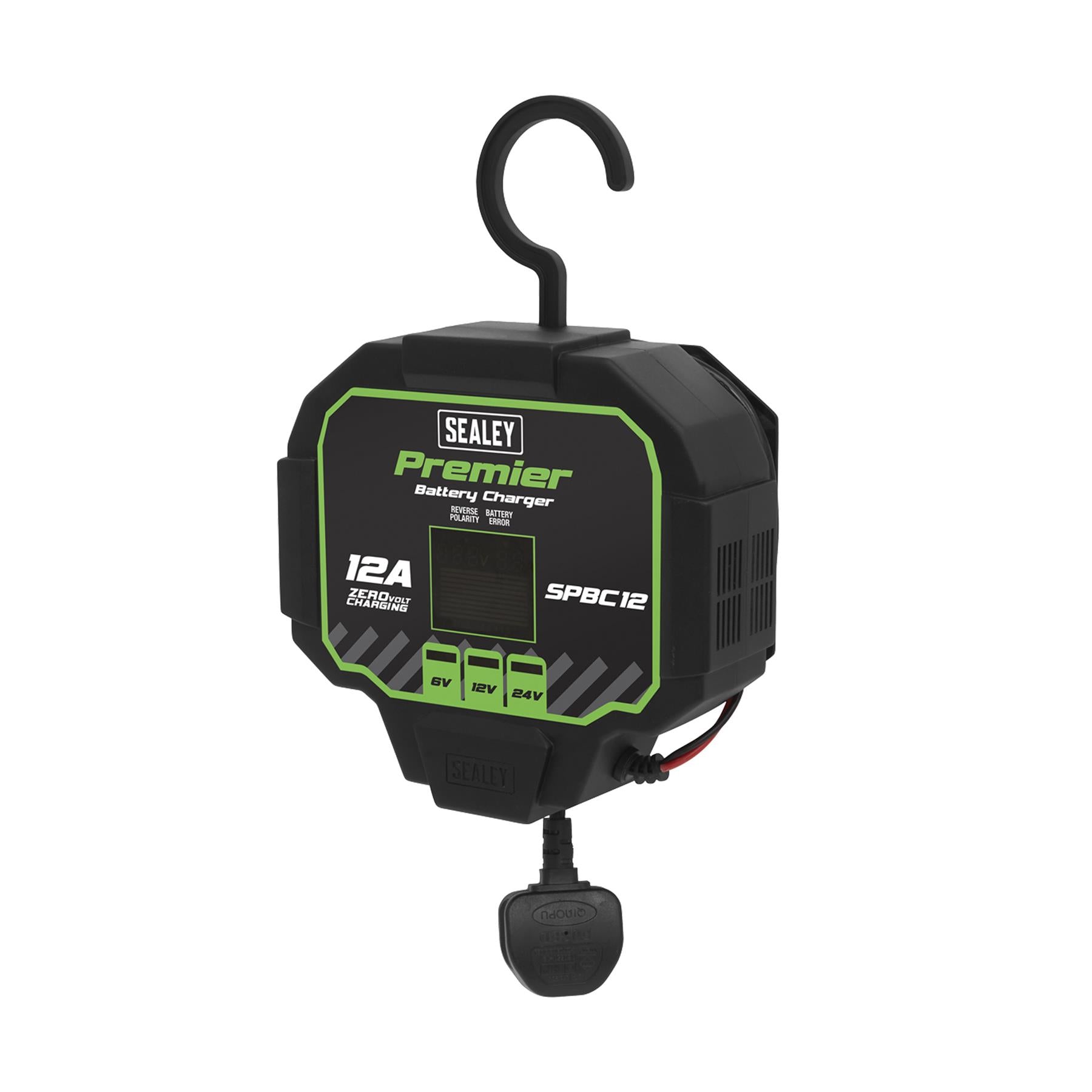 Sealey Battery Charger 12A Fully Automatic Reverse Polarity Short Circuit