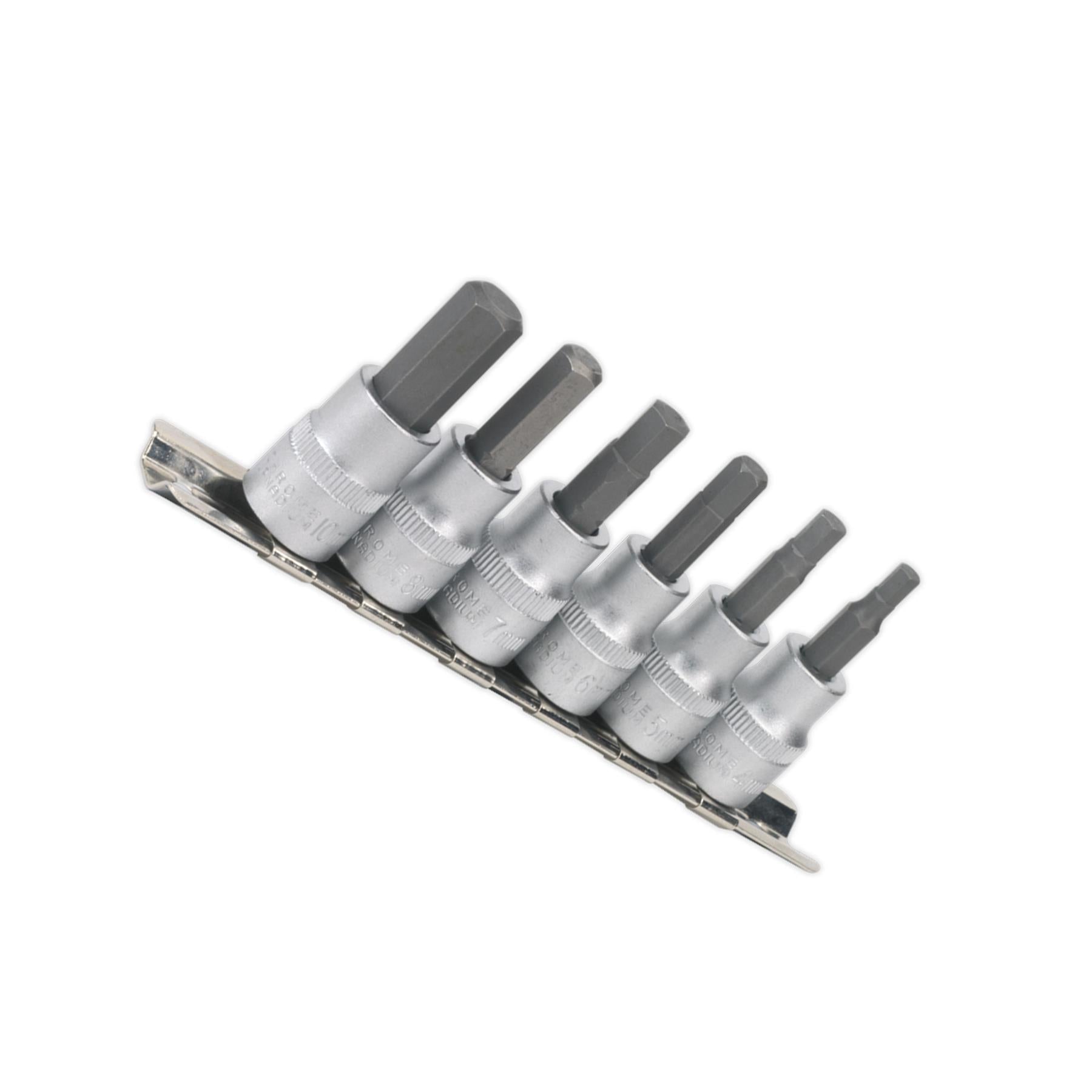 Sealey Hex Key Socket Bit Set 6pc 3/8"Sq Drive Metric