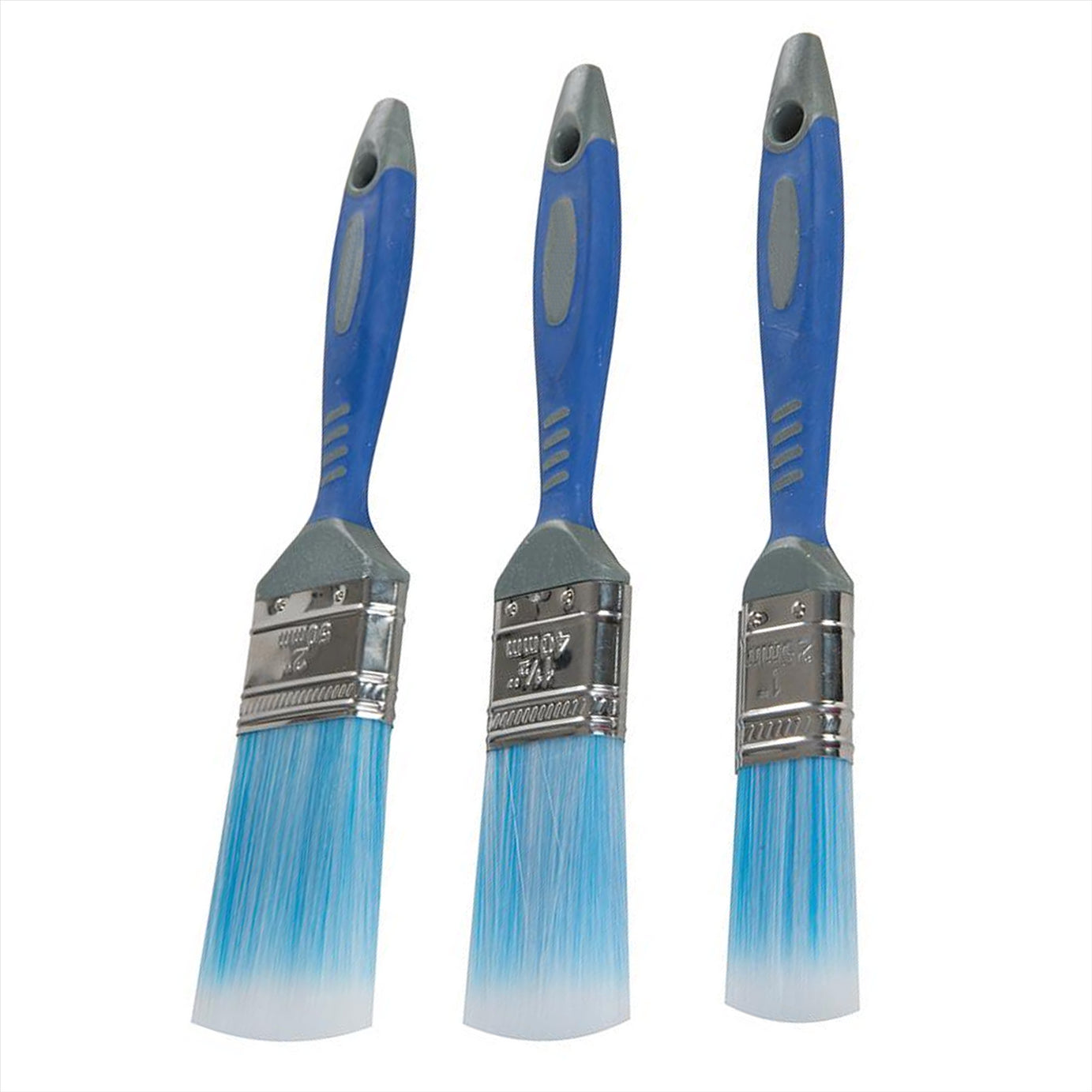 No-Loss Synthetic Paint Brush Set 3Pc Corrosion Resistant Stainless Steel Ferule