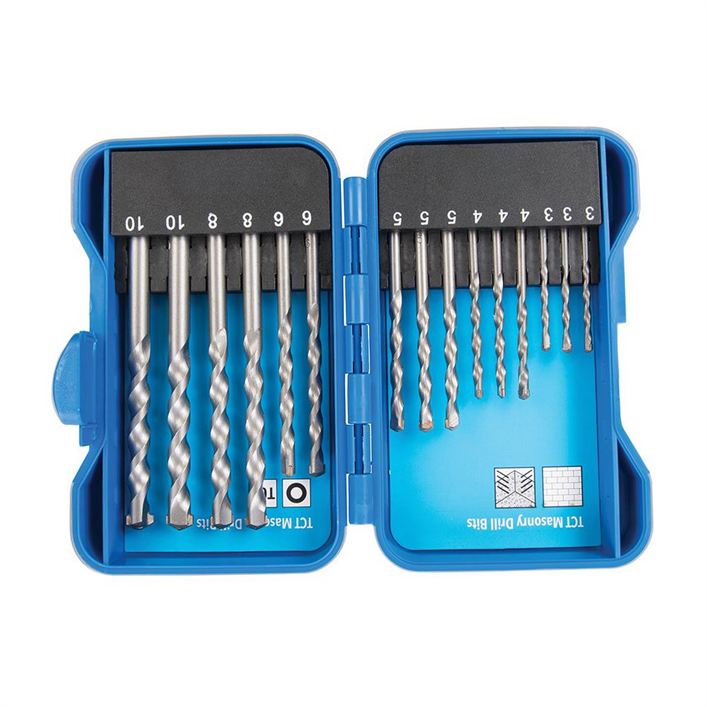 Tct Masonry Drill Bit Set 15Pc Tungsten Carbide-Tipped & Sand Blasted 3 - 10mm