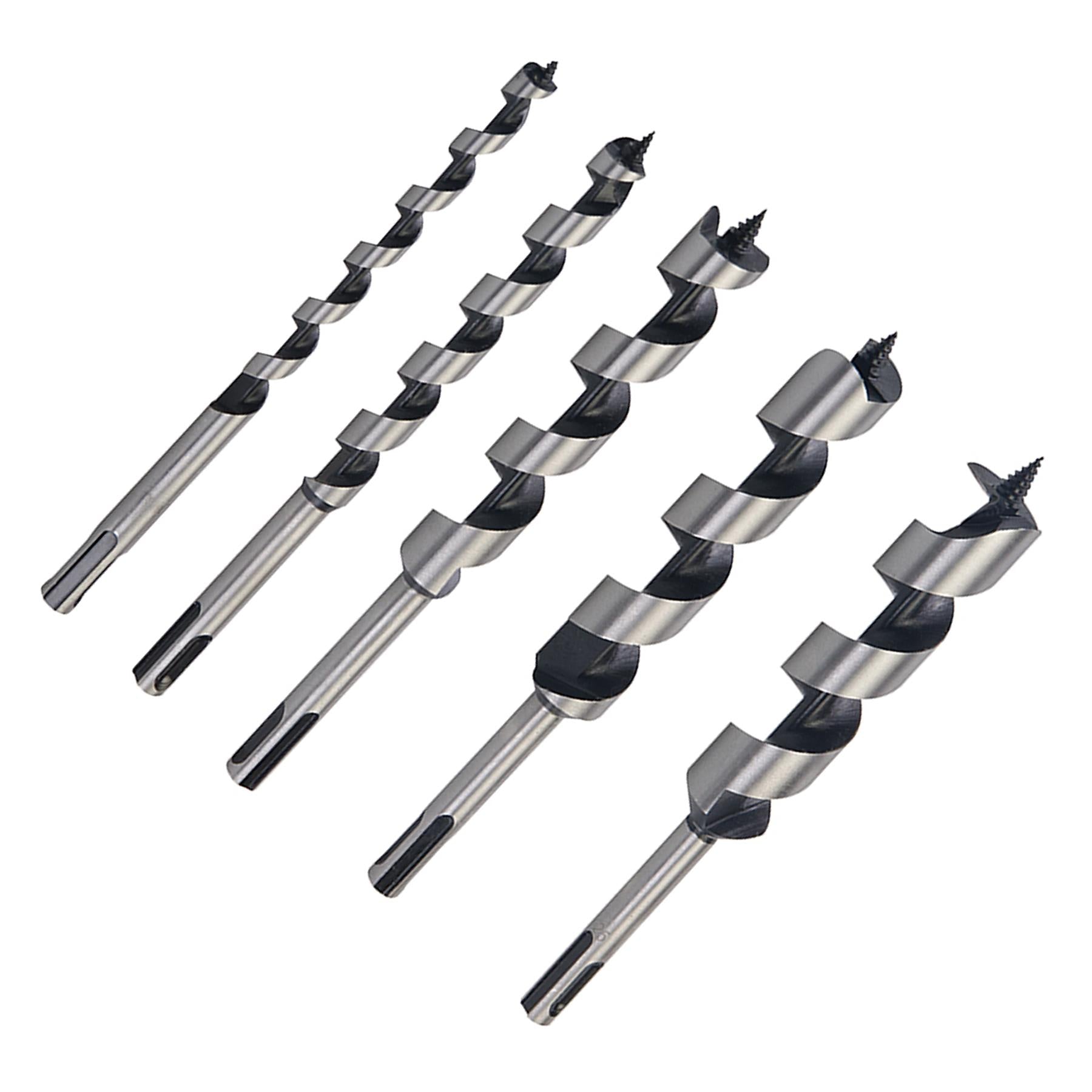 SDS Plus Auger Bit Set 5pce 10-25mm Hex Shank Spiral Point Drilling Holes