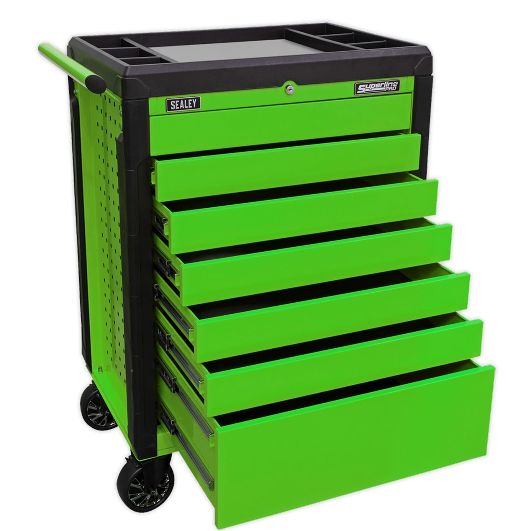 Sealey Rollcab 7 Drawer Push-To-Open Hi-Vis Green APPD7G