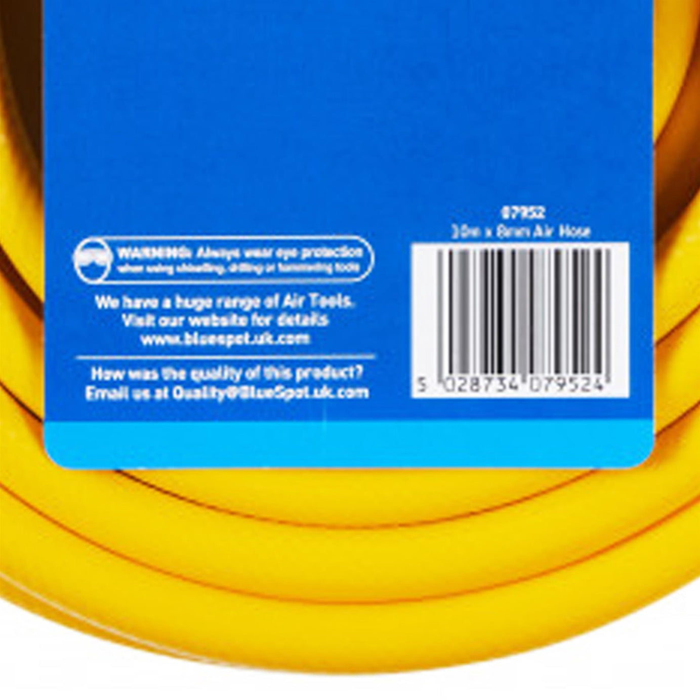 BlueSpot Heavy Duty Air Compressor 10m X 8mm Blue Rubber Air Hose Line 1/4" BSP