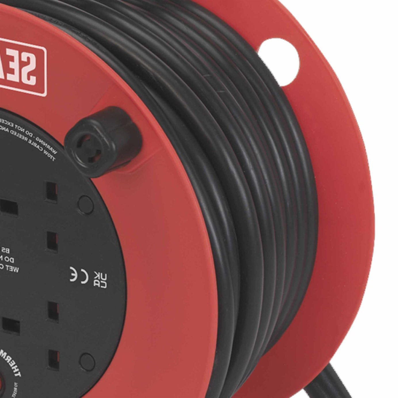 Sealey Cable Reel 25m 4 x 230V 2.5mm Heavy-Duty Thermal Trip CR22525