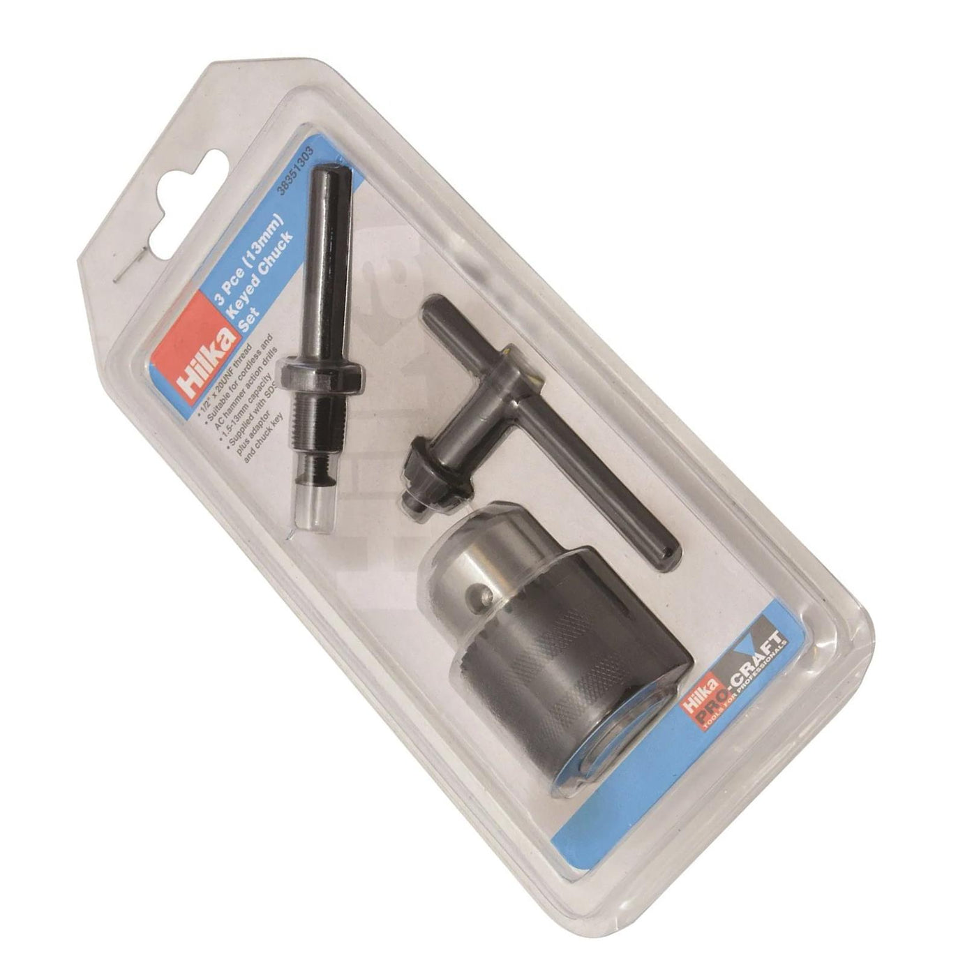 13mm 1/2" UNF Drill Chuck with SDS Shaft Adaptor and Chuck Key by Hilka