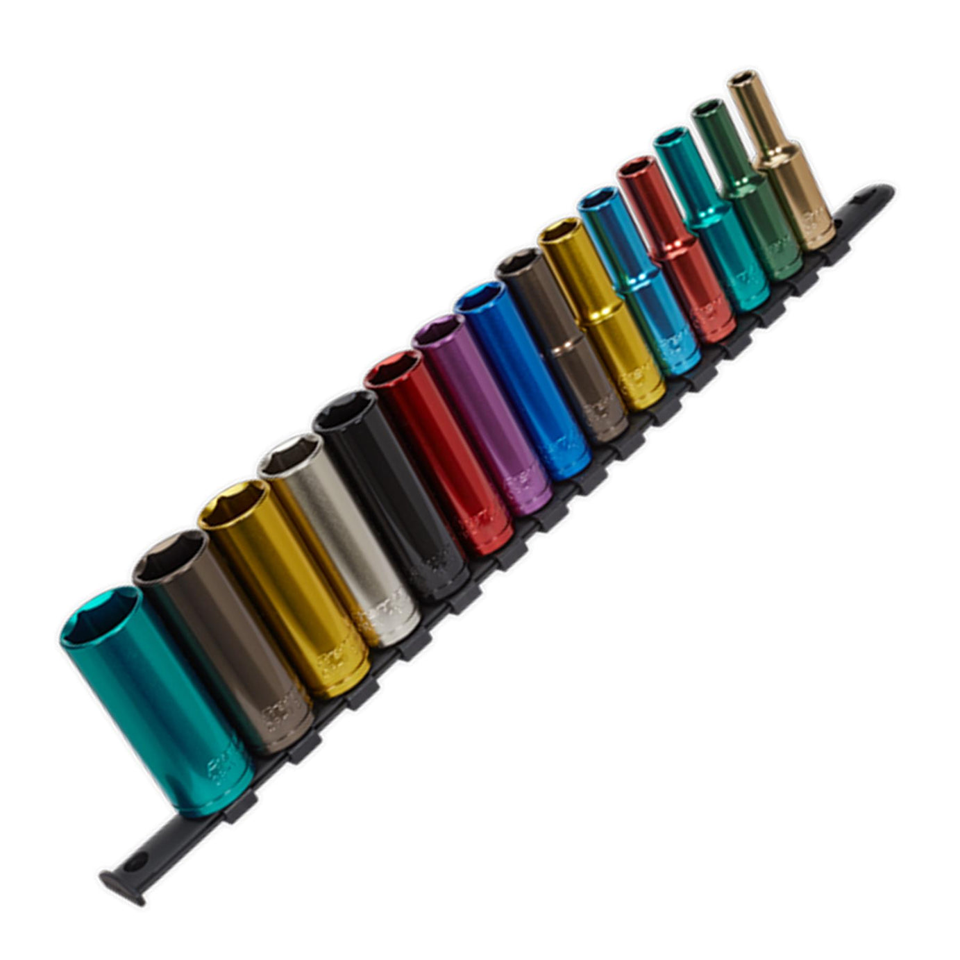 Sealey 15pc Multi Coloured Deep Socket Set 8mm - 24mm 6pt Set 1/2" Sq Drive