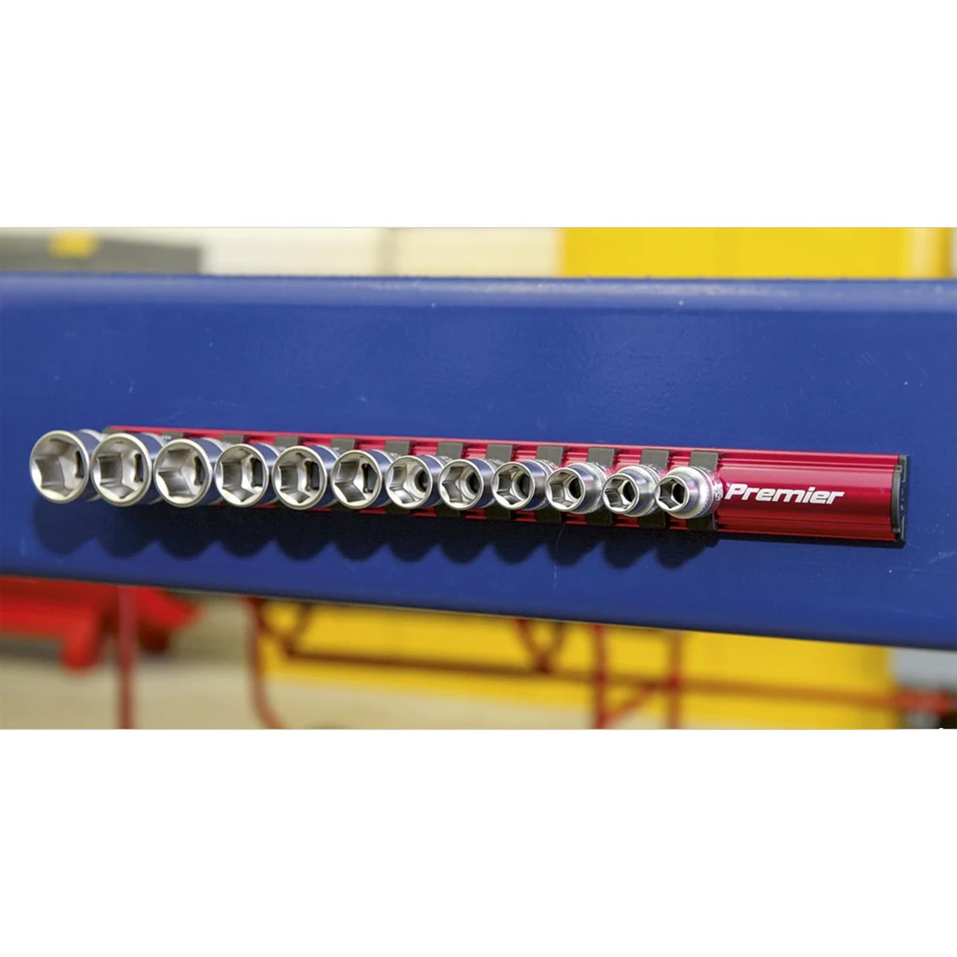 Sealey Socket Retaining Rail Magnetic 3/8"Sq Drive 12 Clips