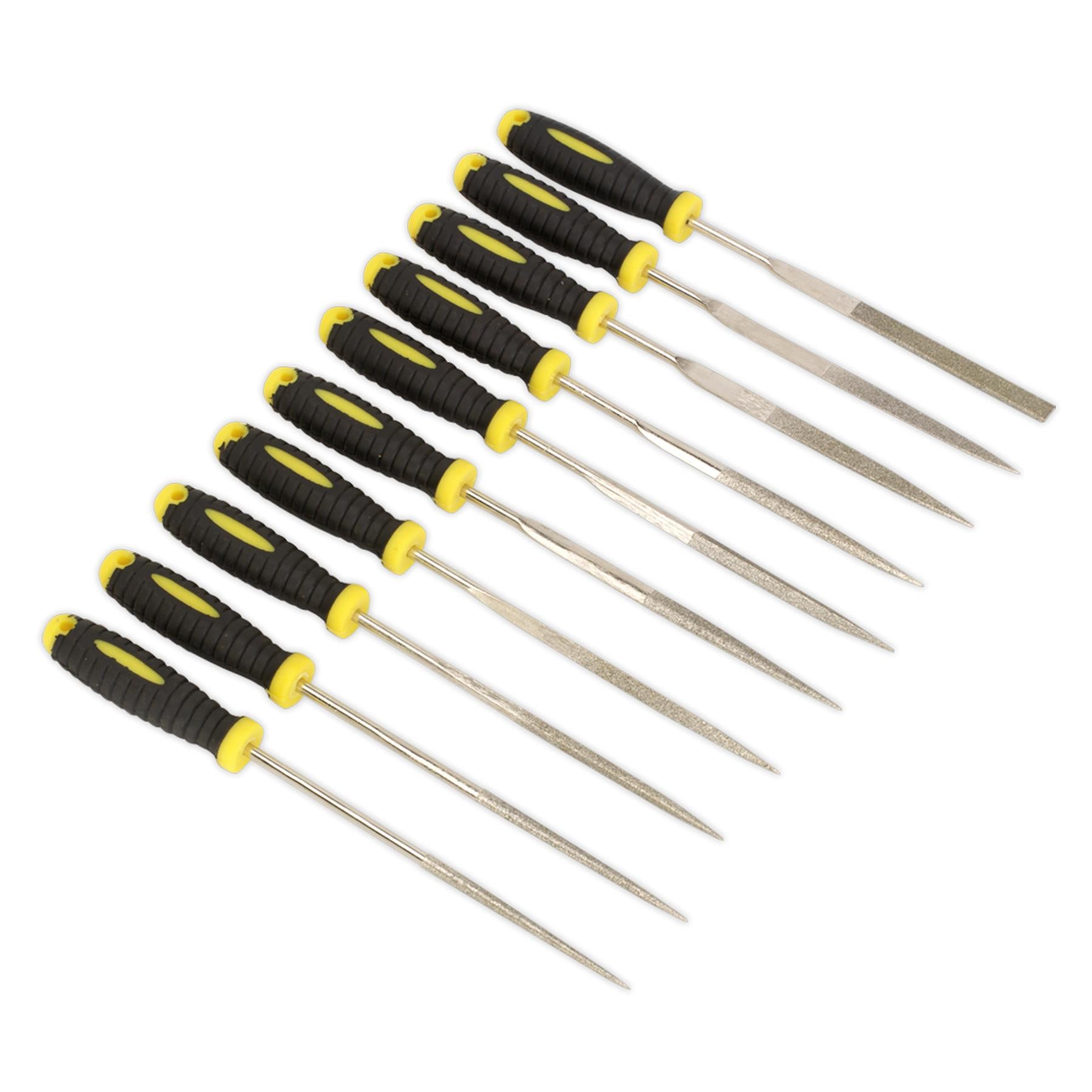 Sealey Diamond Needle File Set 10pc 100mm Soft grip handles