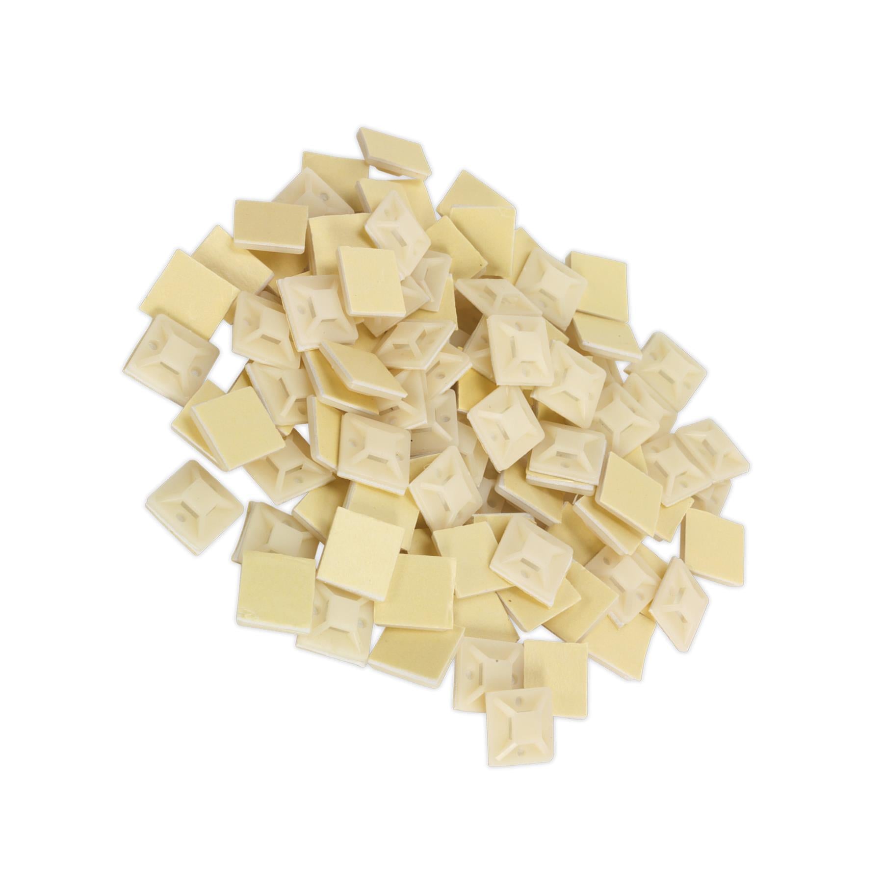 Sealey Self-Adhesive Cable Tie Mount 20 x 20mm White Pack of 100