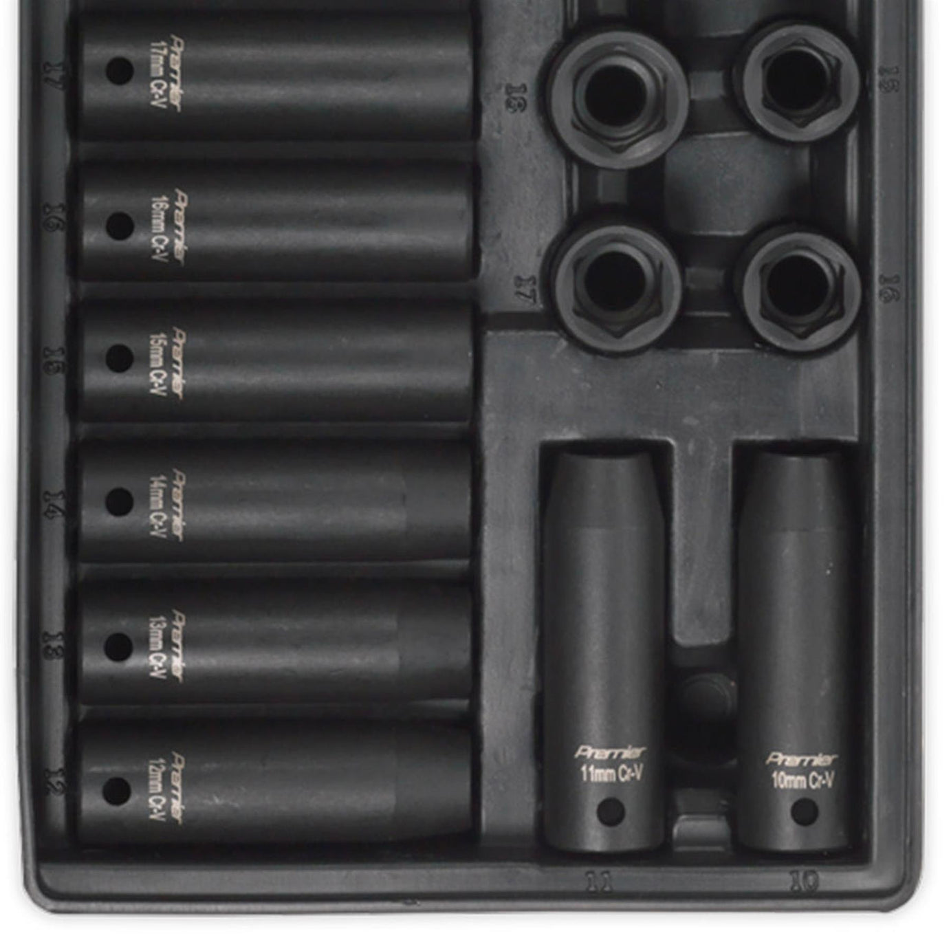 Sealey Tools Tool Tray DEEP & STANDARD Impact Socket Set 28pce 1/2 Drive Metric