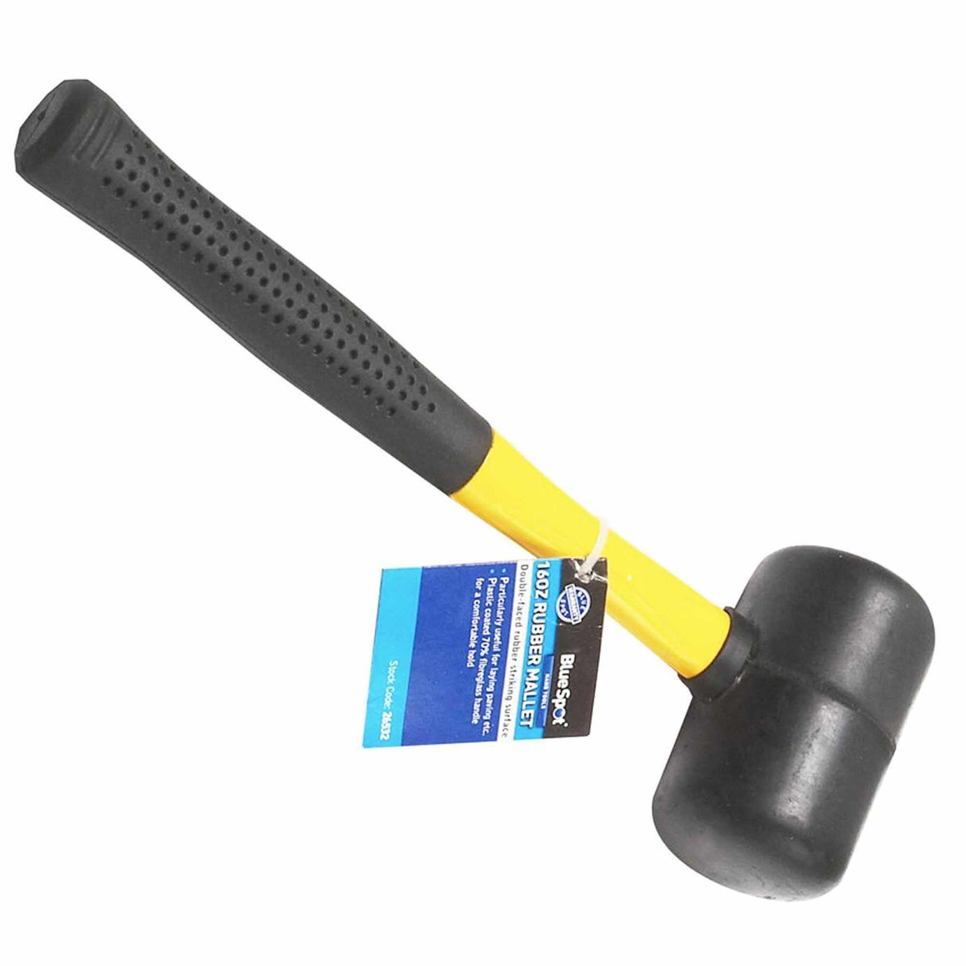 BlueSpot 16oz Rubber Mallet Hammer FIBREGLASS Shaft Grip Handle Camping Tool