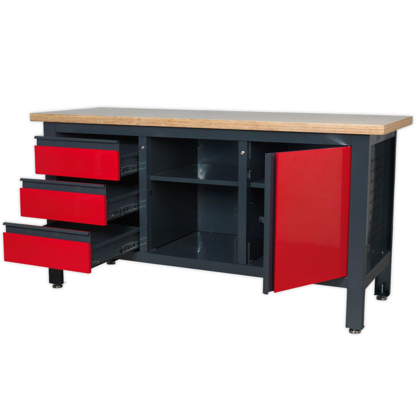 Sealey Workstation with 3 Drawers, 1 Cupboard & Open Storage