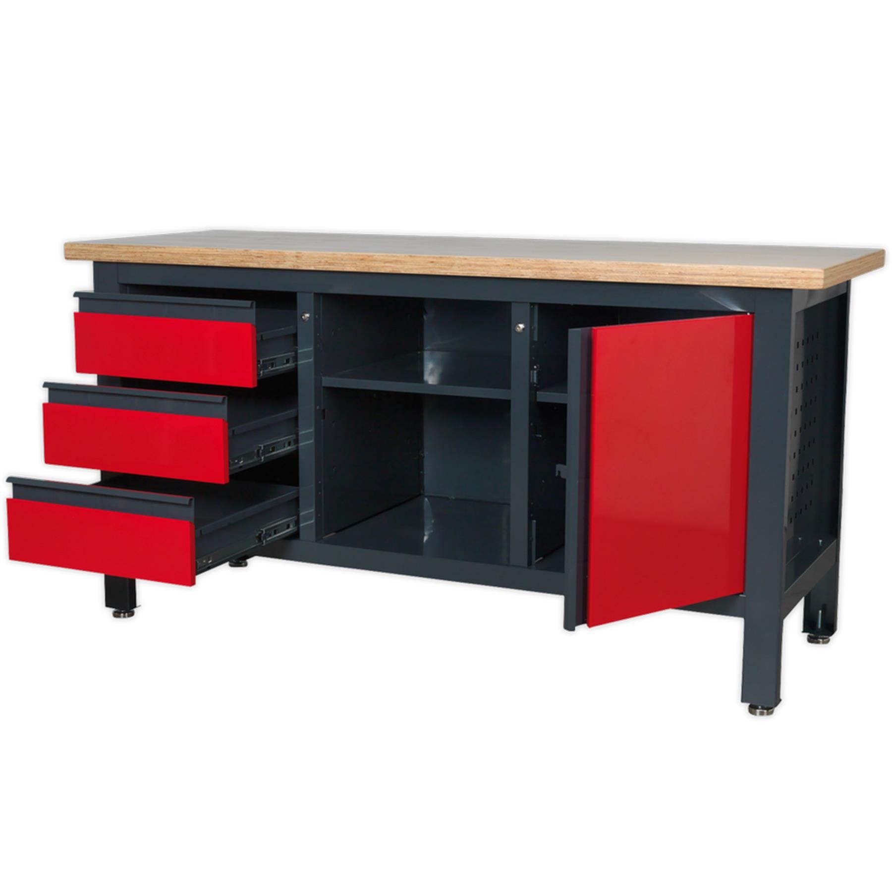 Sealey Workstation with 3 Drawers, 1 Cupboard & Open Storage