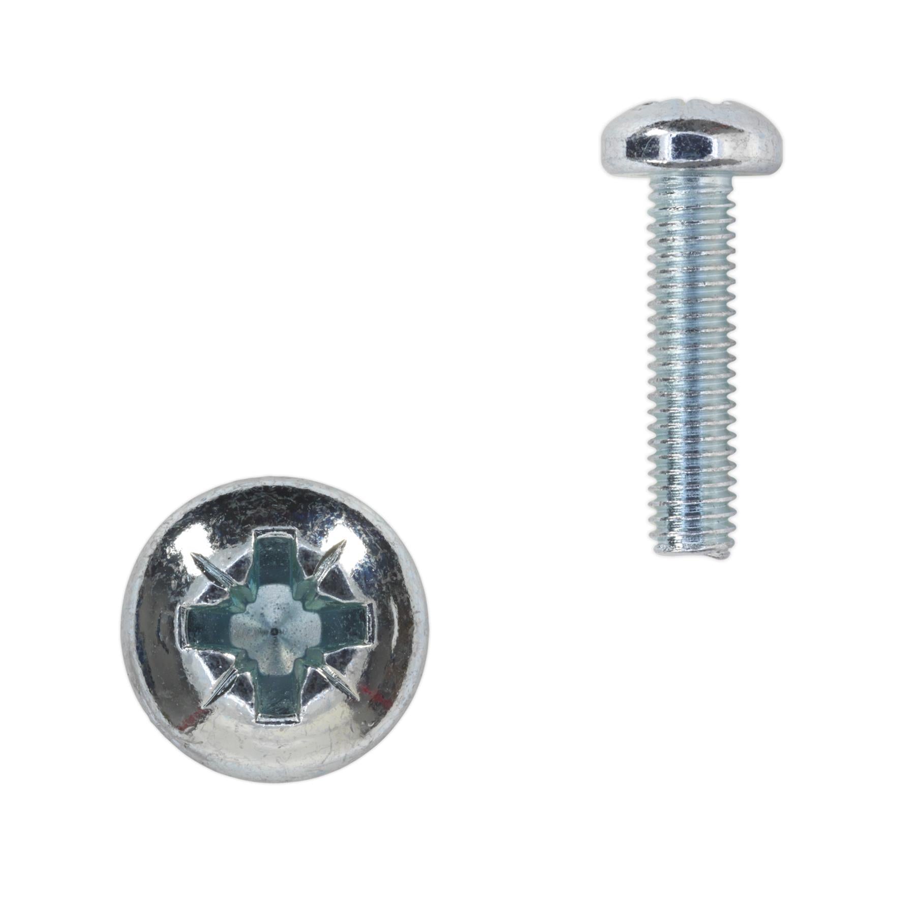 Sealey Machine Screw M6 x 25mm Pan Head Pozi Zinc Pack of 50