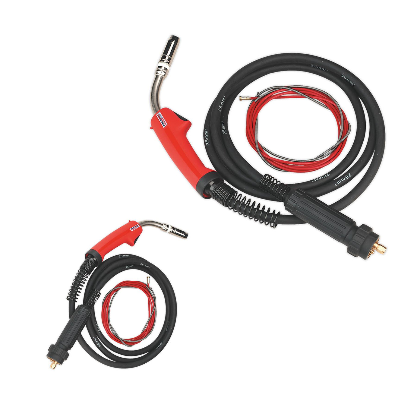 Sealey MIG Torch 3m Euro Connector MB25 Contoured Grip & Heat-Proof Cable