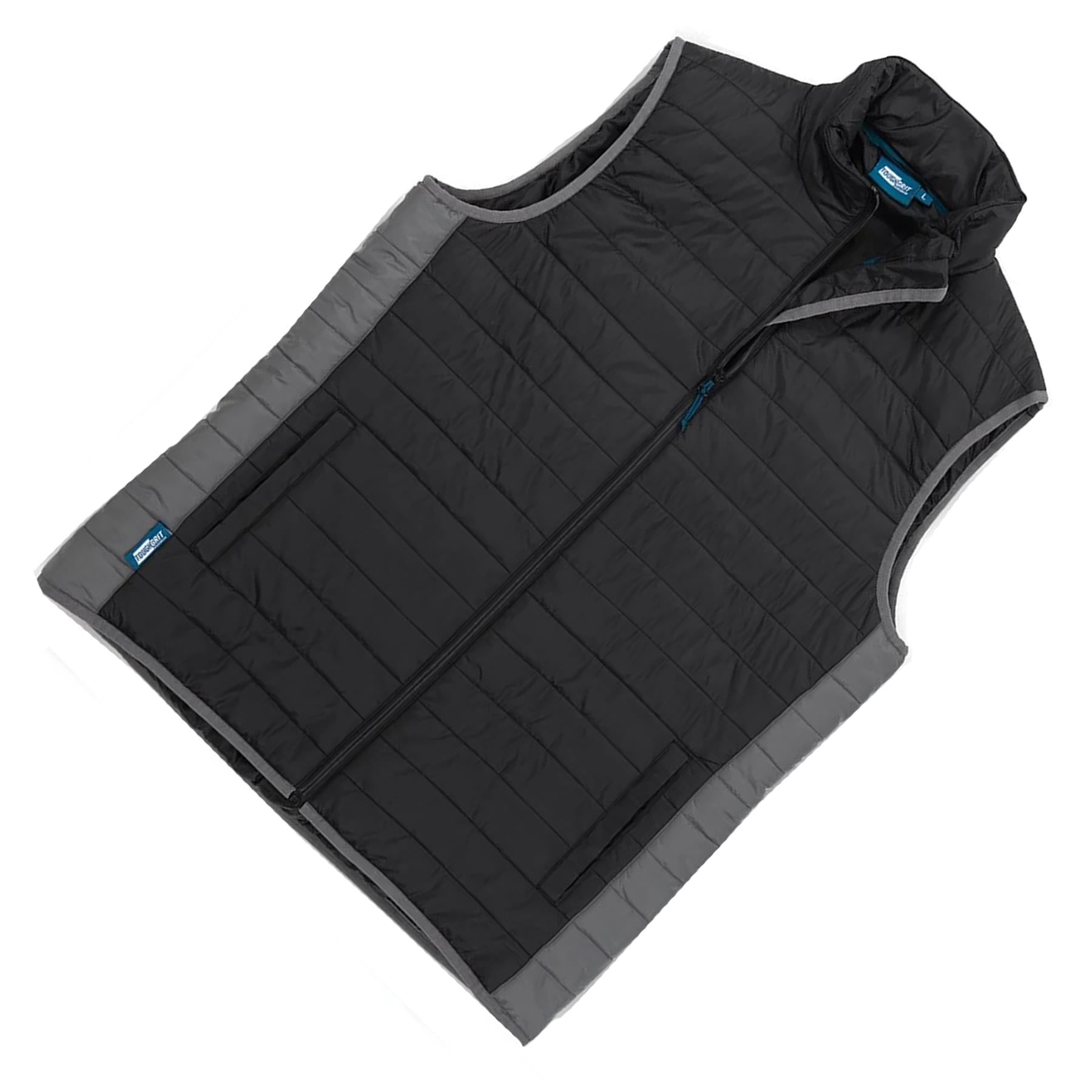 Tough Grit Mens 2-tone Body Warmer Gilet Warm Padded Black/Charcoal XL