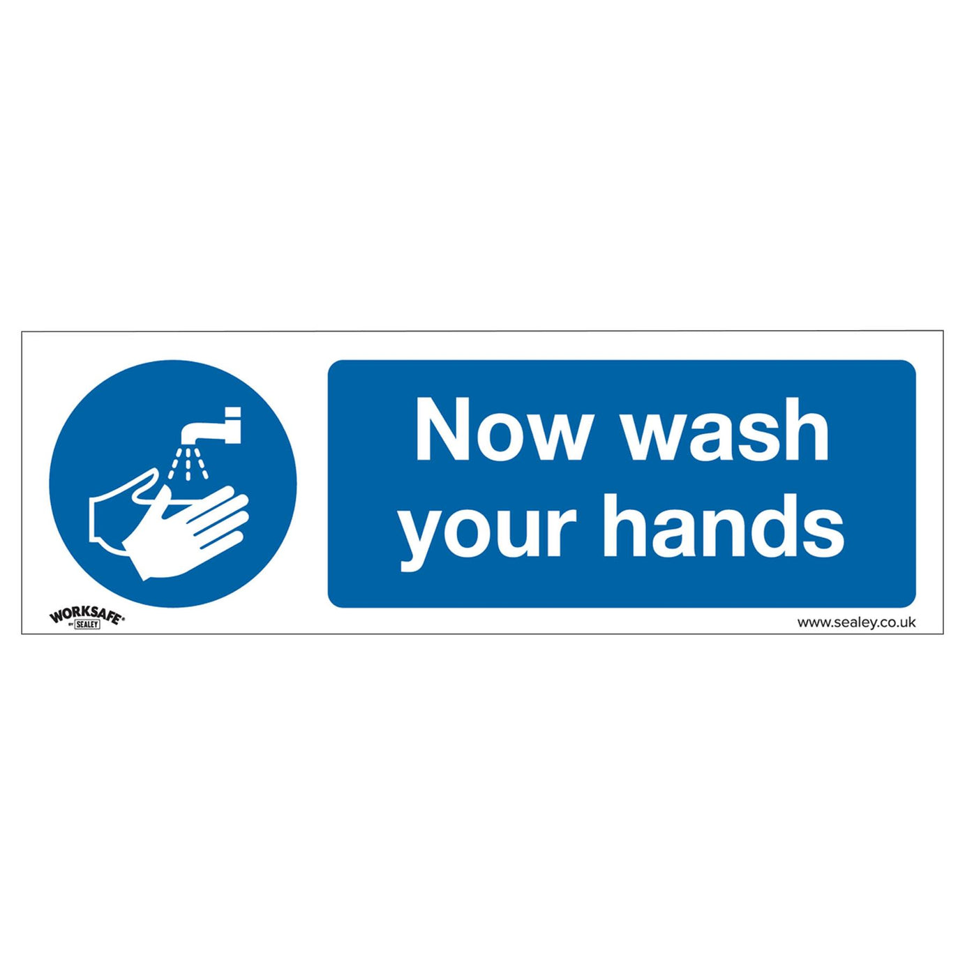 Mandatory Safety Sign - Now Wash Your Hands - Rigid Plastic