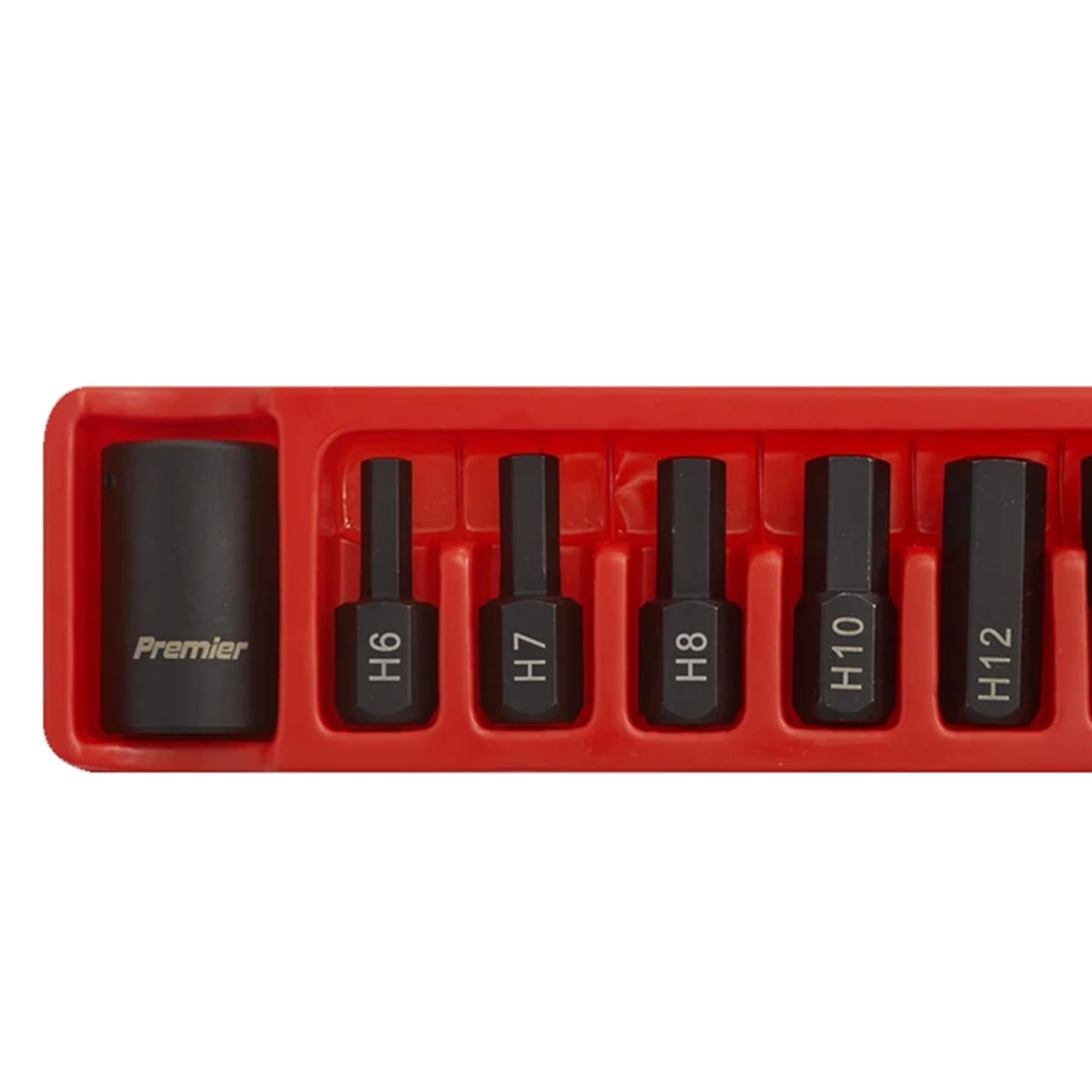 Sealey Impact Hex Bit & Holder Set 9pc 1/2"Sq Drive