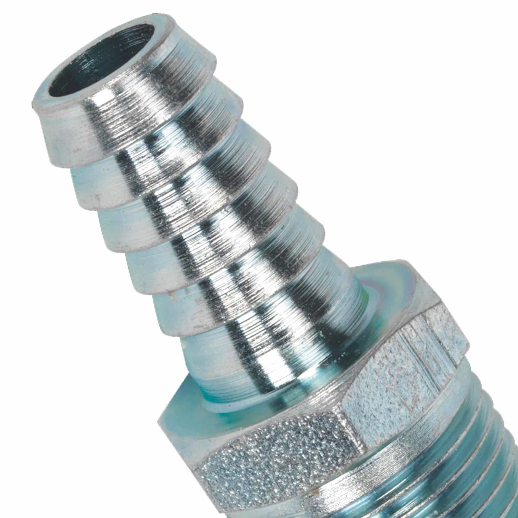 Screwed Tailpiece Male 3/8"BSPT - 3/8" Hose Pack of 5. Sealey