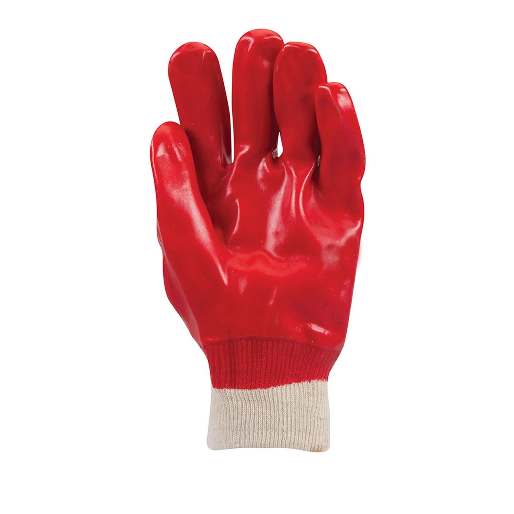 1 x Red PVC Gloves Full Dipped Quality Safety Protective Workwear PPE