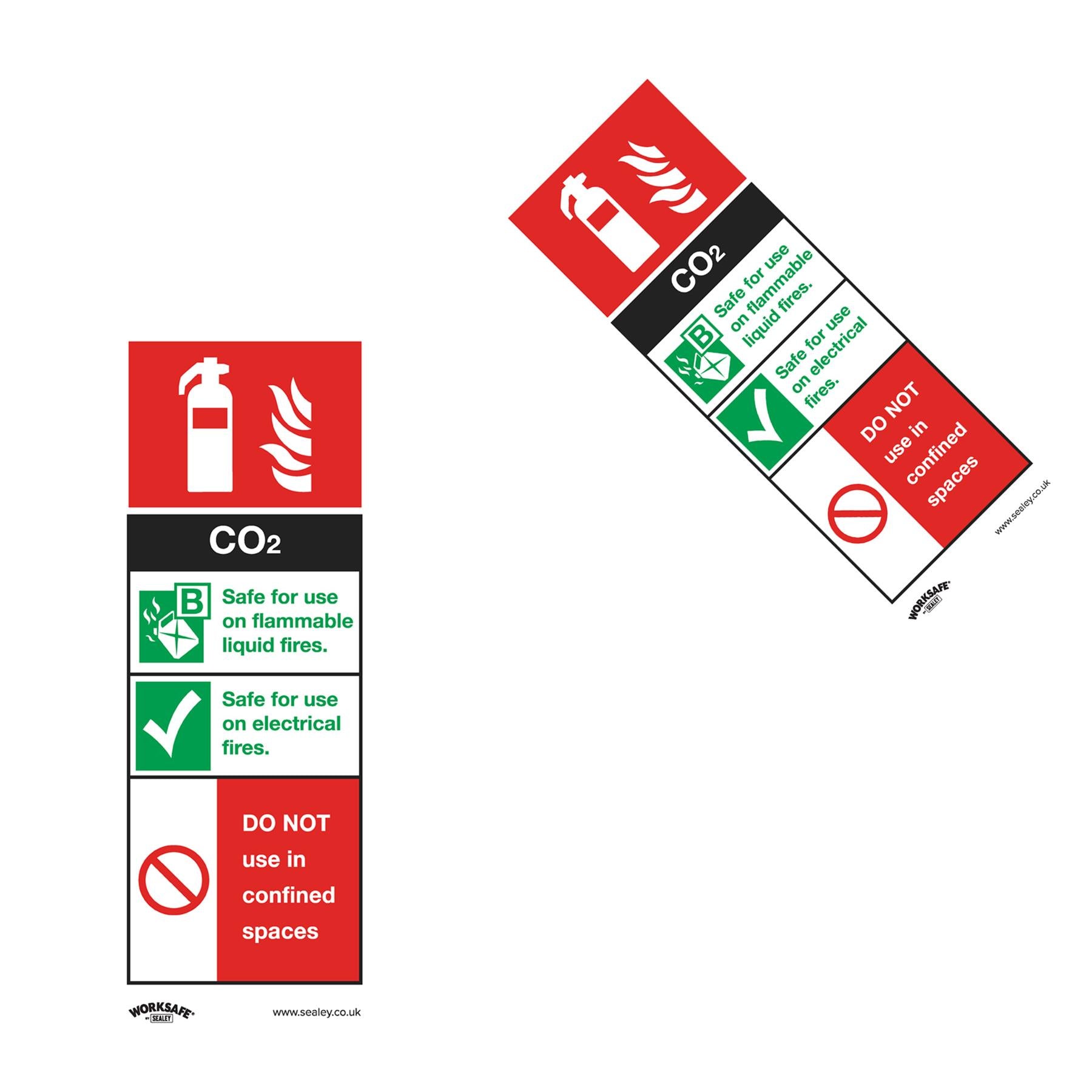 Sealey Safety Sign - CO2 Fire Extinguisher - Rigid Plastic-Pk of 10