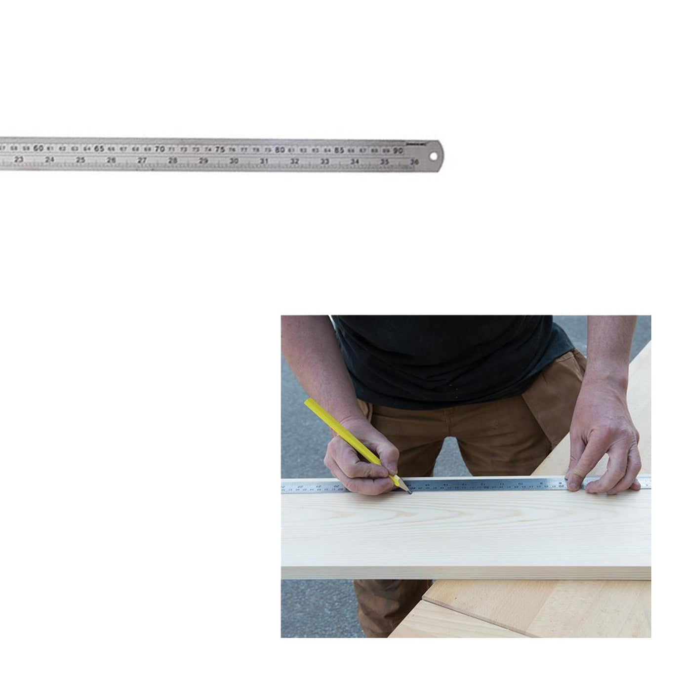 36" 90cm 900mm Stainless Steel Ruler Metal Rule Metric Imperial
