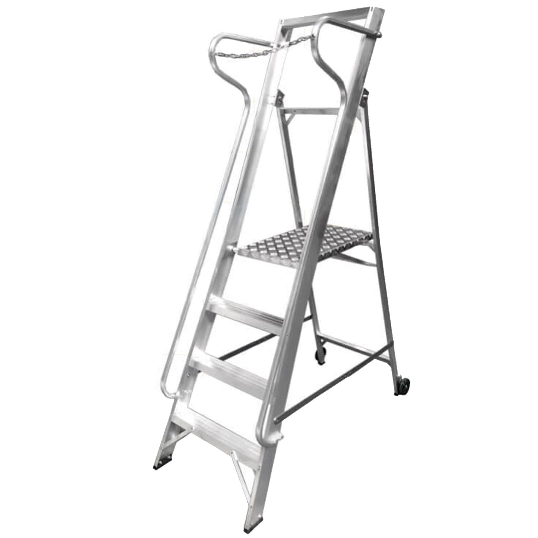 Dapetz PRo 4 Tread Aluminium Wide Platform Step Ladder 2.25m, With Handrail