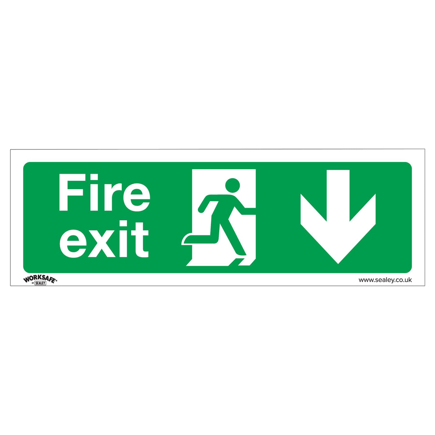Sealey Safety Sign - Fire Exit (Down) - Self-Adhesive - Pack of 10