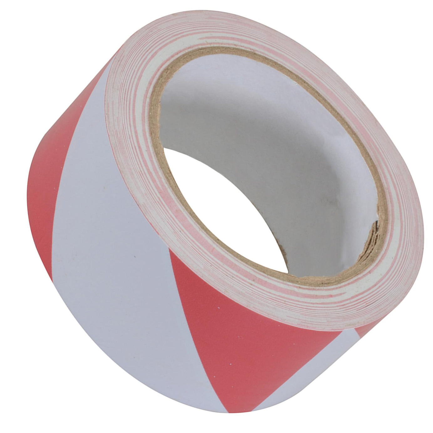 Hazard Tape - 50mm X 33M Red/White Pvc Carrier & Rubber Adhesive Solvent Resist