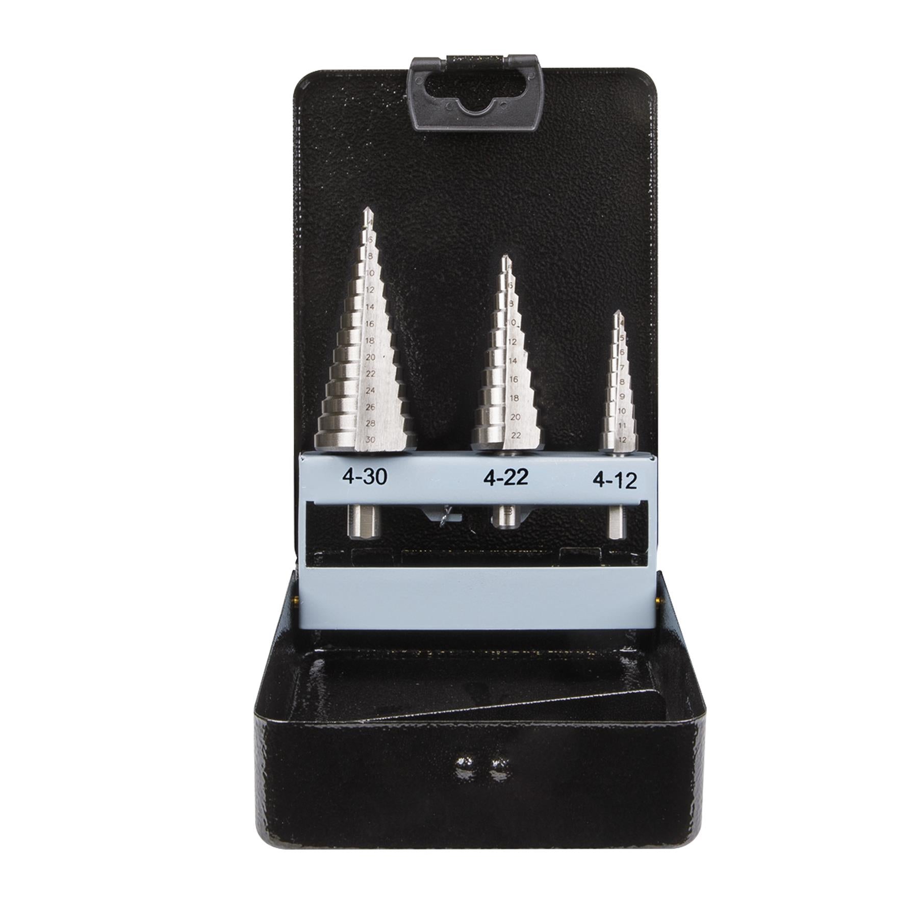Sealey 3pc Step Drill Bit Set HSS 4341 Double Straight Flute 4-30mm AK4746