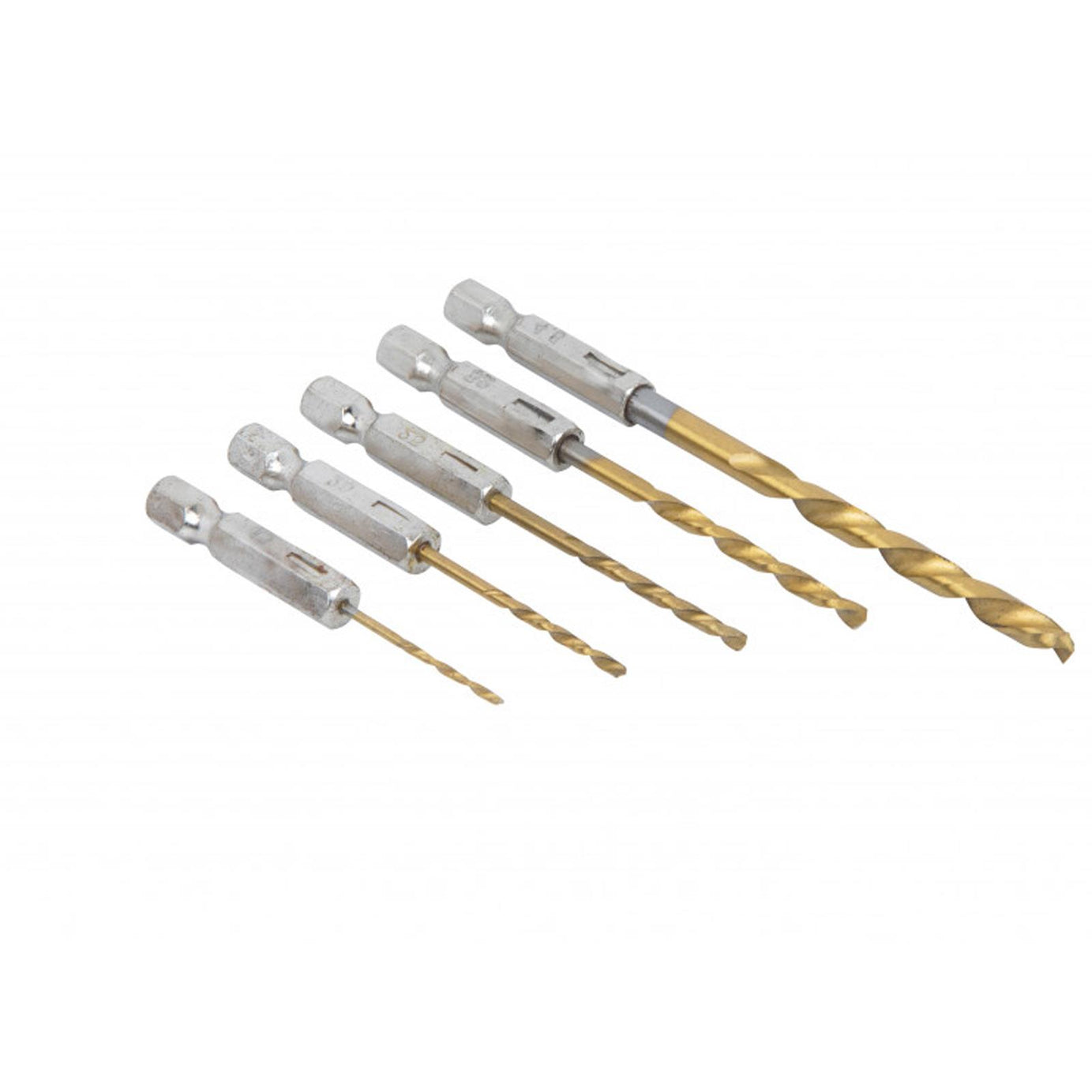 BlueSpot 5pc 1/4" Hex Fitting Titanium Drill Bit Set 1.5-4.8mm For Metal Wood Fits Impact