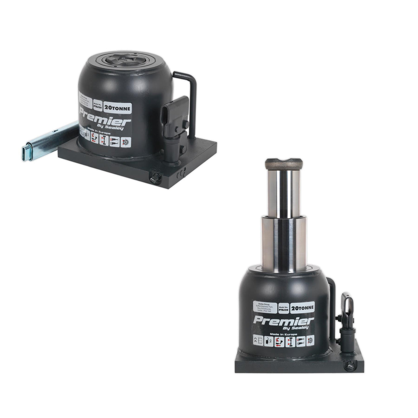 Sealey Premier Telescopic Bottle Jack 20tonne Safety Overload Valve