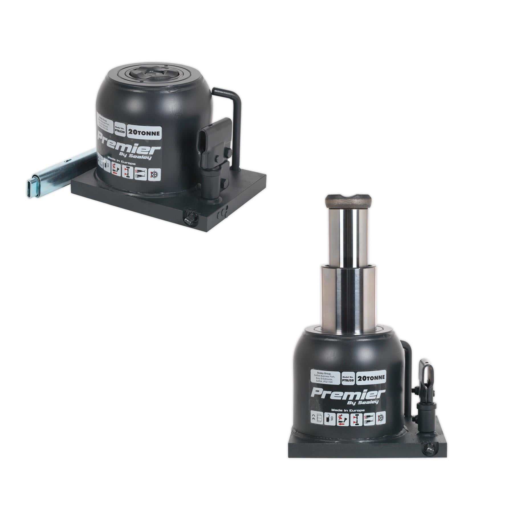 Sealey Premier Telescopic Bottle Jack 20tonne Safety Overload Valve