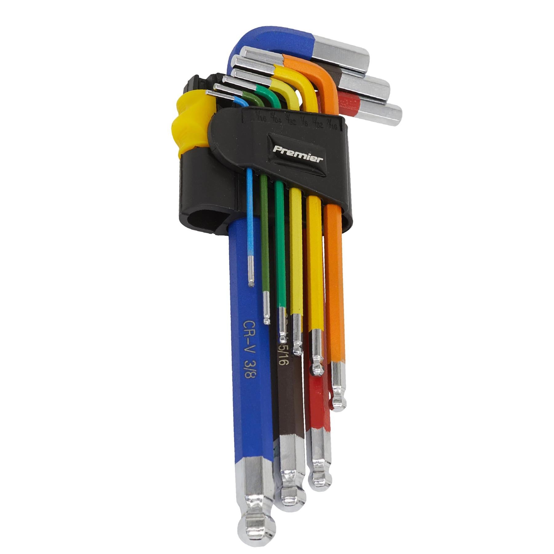 Sealey Premier 9pc Colour Coded Extra Long Ball End Hex Allen Key Set 1.5-10mm