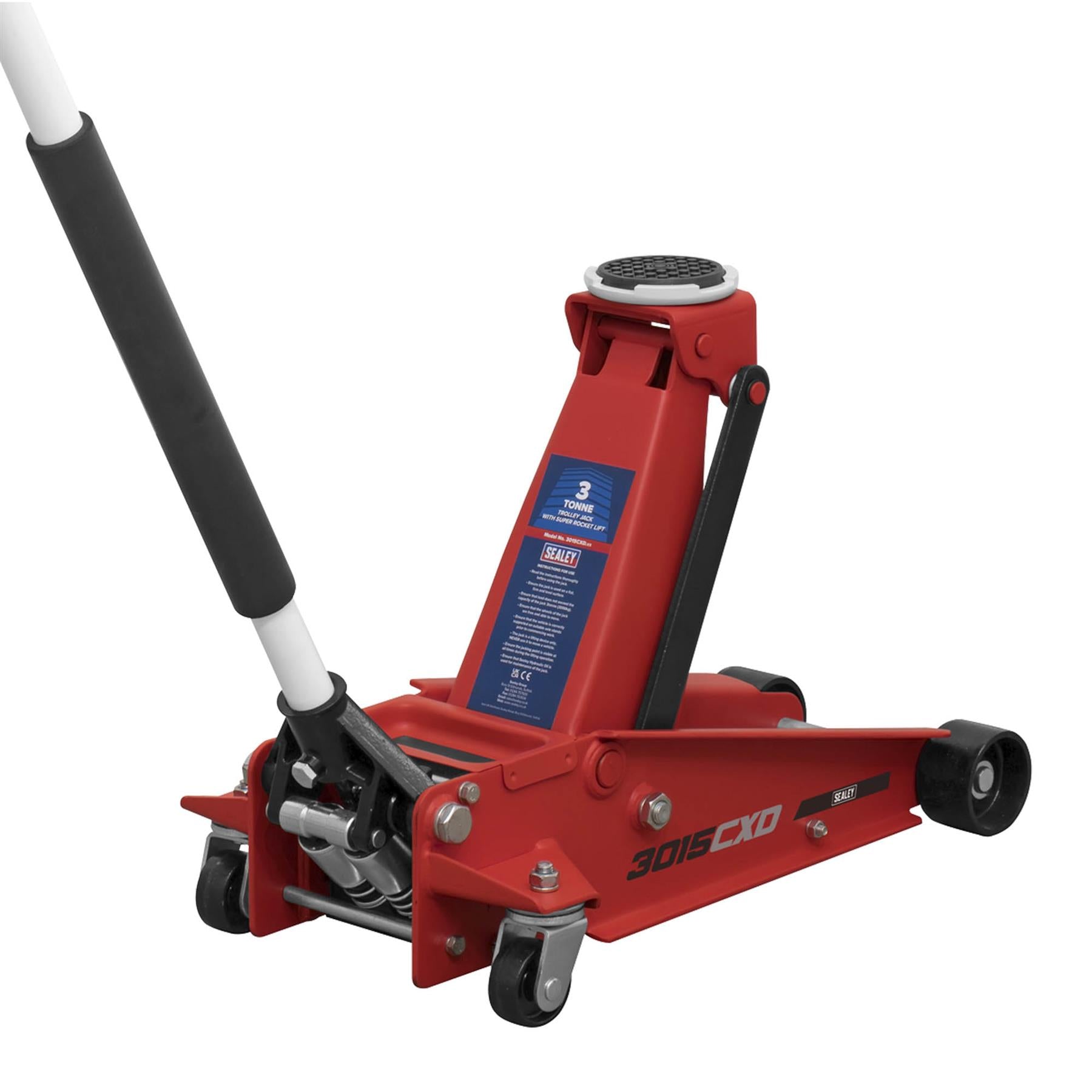 Sealey Trolley Jack 3tonne Super Rocket Lift Garage Workshop DIY