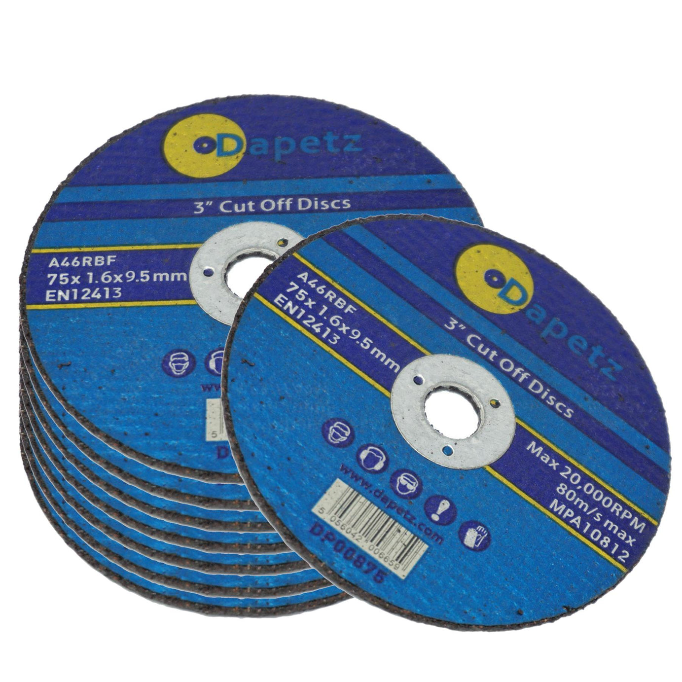 20 Pack 75mm X 1.6mm Metal Cutting Cut Off Discs 9.5mm Bore High Quality